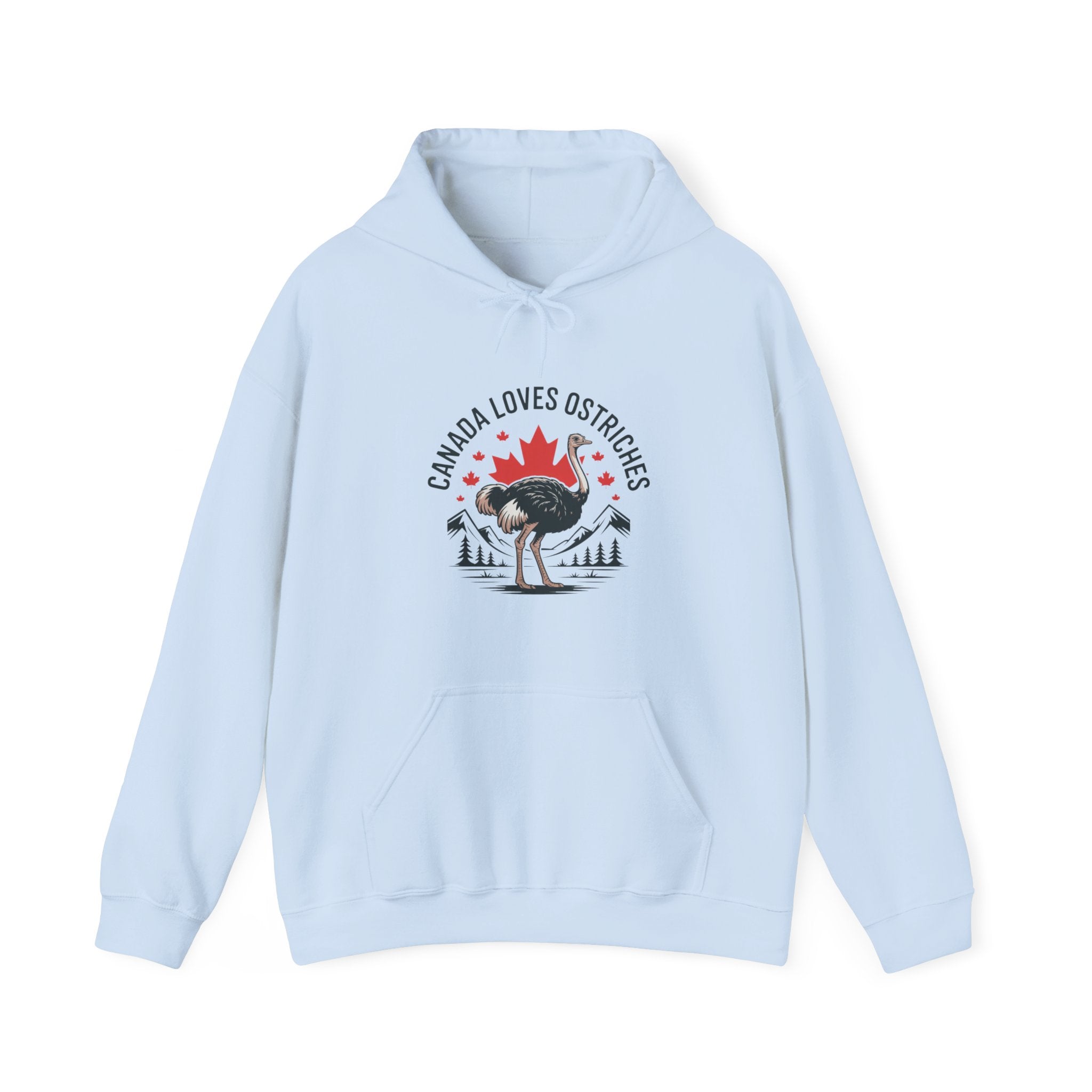 Canada Loves Ostriches Hoodie – Cute Canadian Maple Leaf Ostrich Graphic Sweatshirt