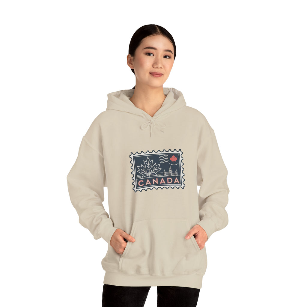 Canada Stamp Hoodie – Vintage Maple Leaf Canadian Travel Sweatshirt