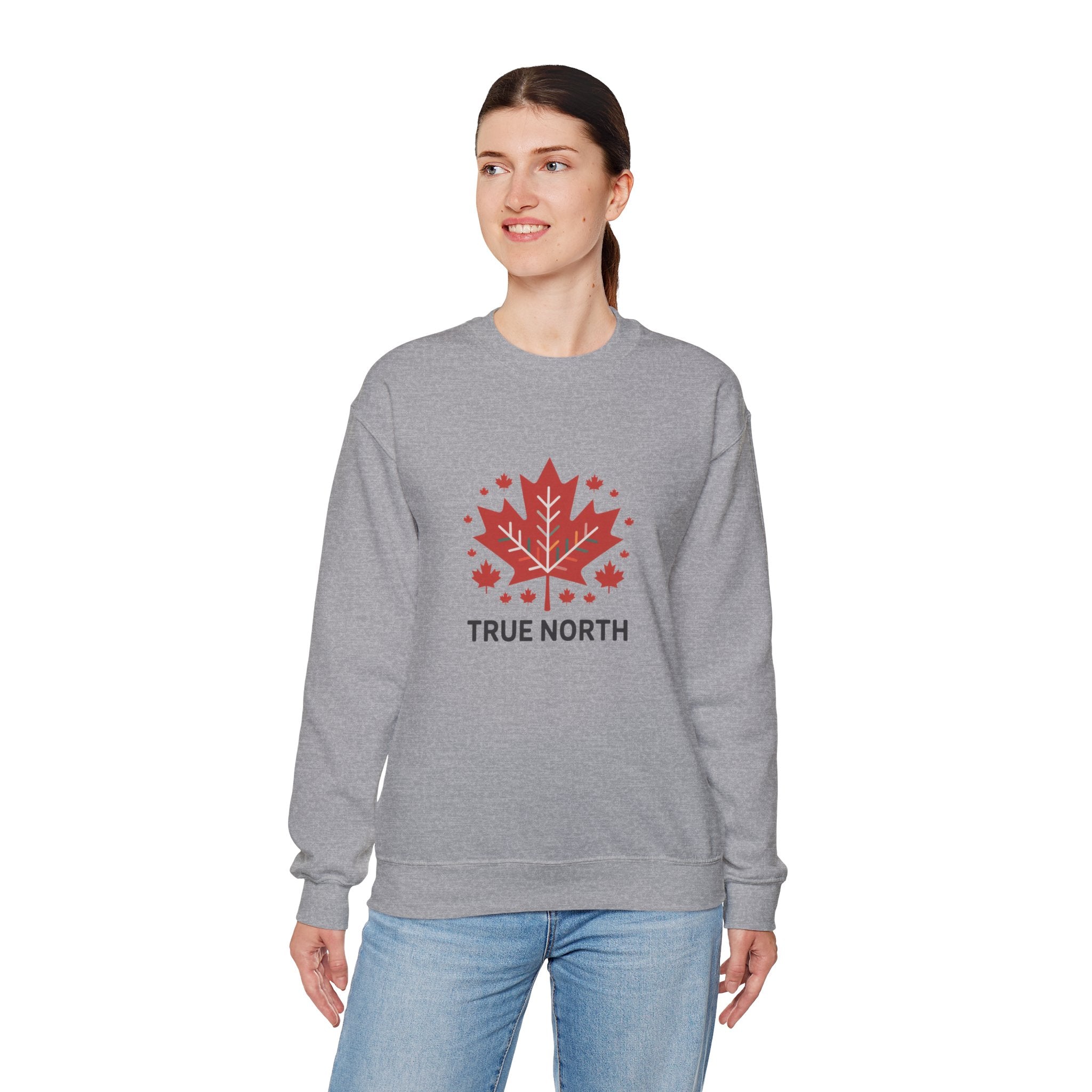 Crewneck Sweatshirt — True North Maple Leaf Graphic