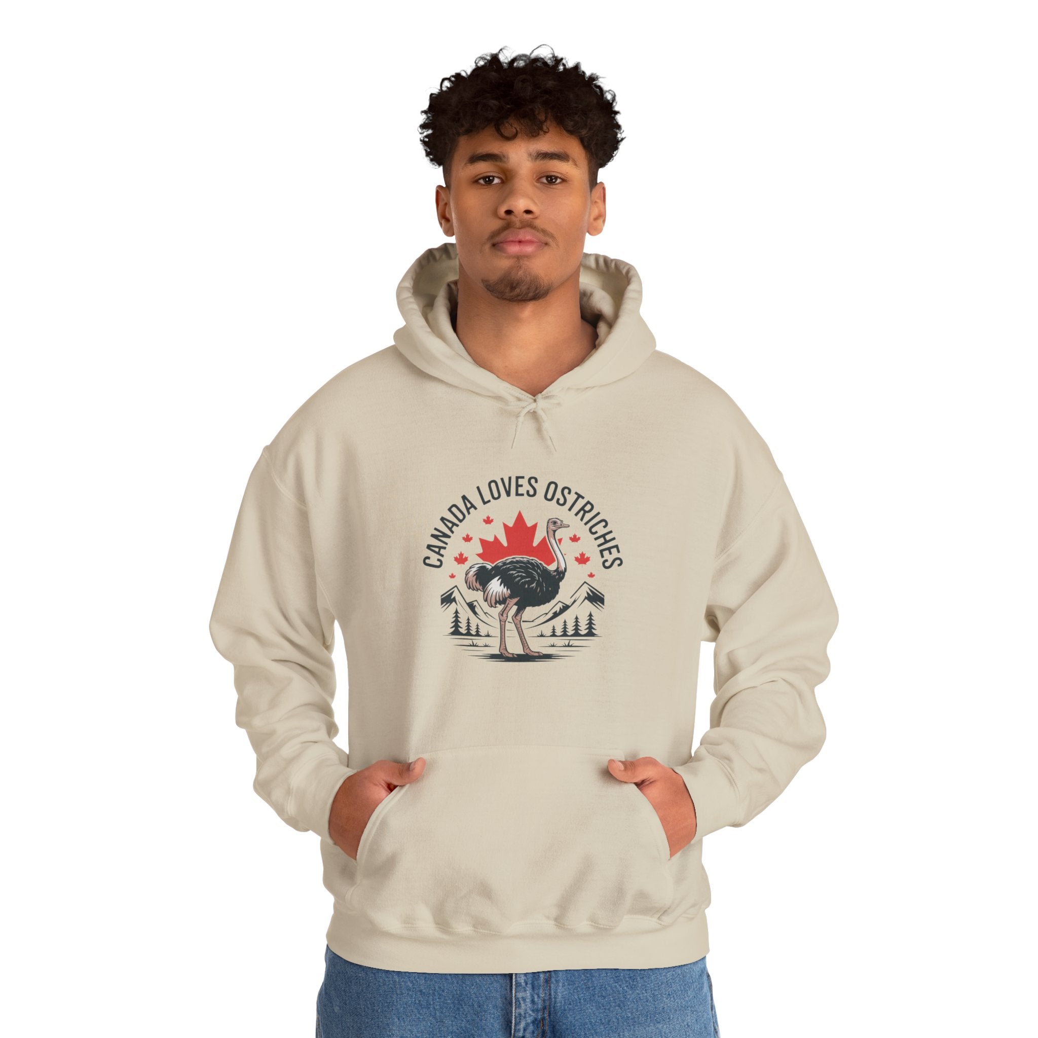 Canada Loves Ostriches Hoodie – Cute Canadian Maple Leaf Ostrich Graphic Sweatshirt