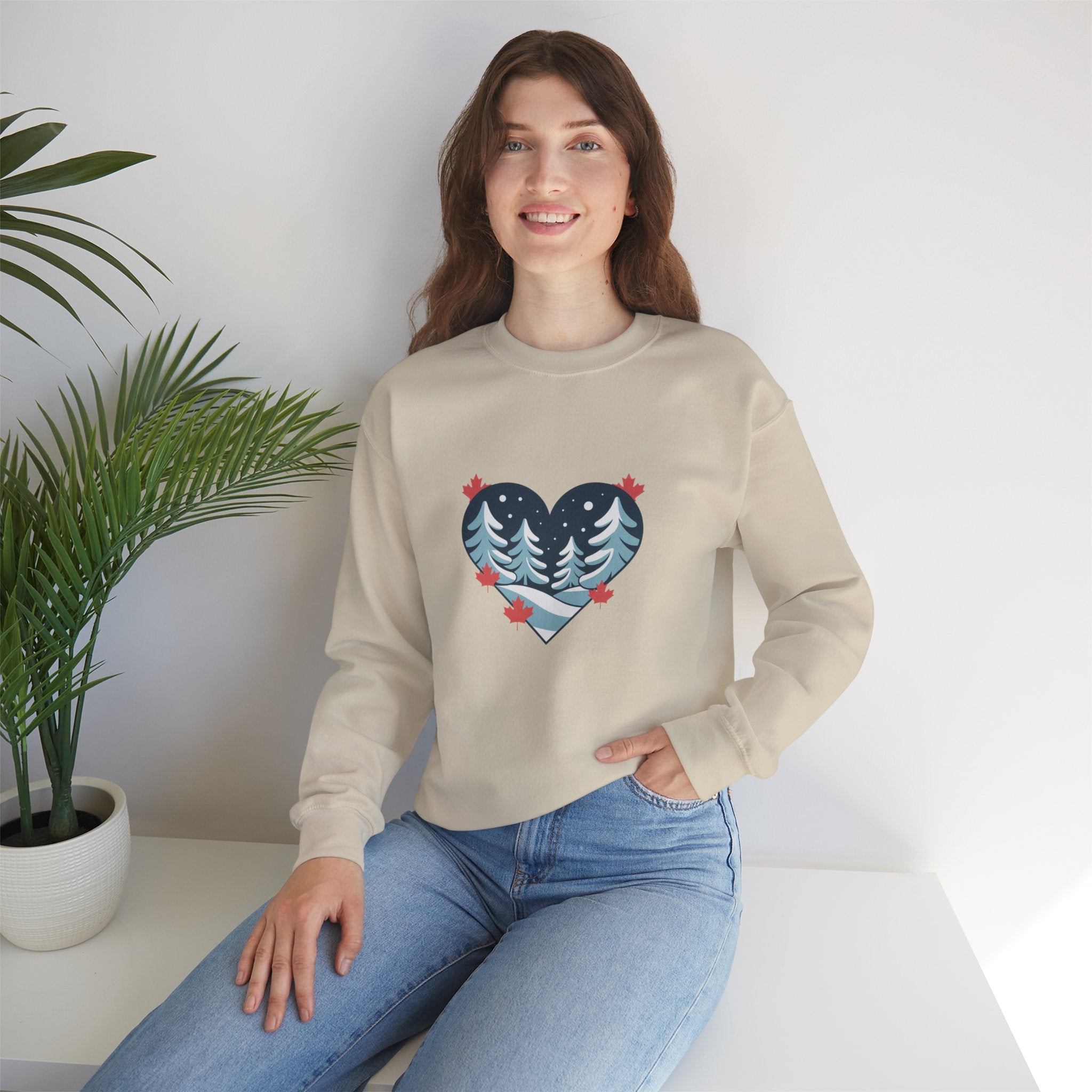 Winter Forest Heart Sweatshirt — Cozy Christmas Crewneck