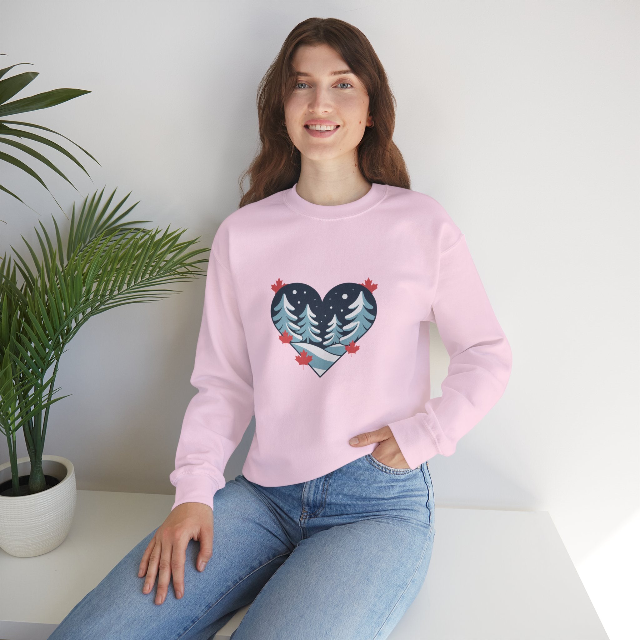 Winter Forest Heart Sweatshirt — Cozy Christmas Crewneck