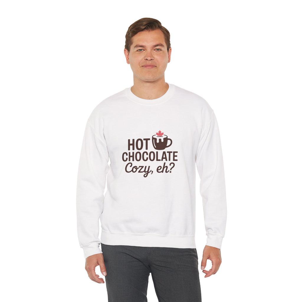 Hot Chocolate Cozy Crewneck Sweatshirt — "Hot Chocolate Cozy, eh?" Winter Pullover