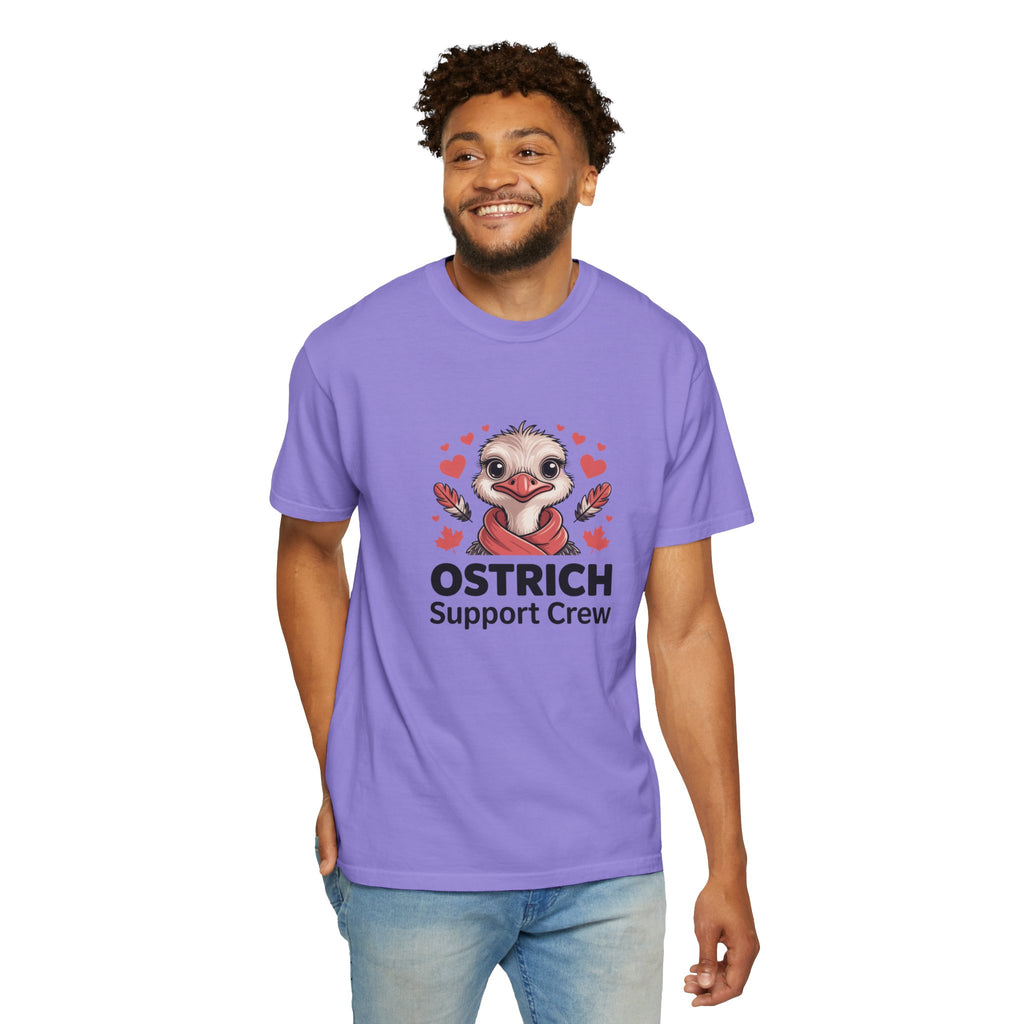 Ostrich Support Crew T-Shirt — Cute Ostrich Valentine Tee