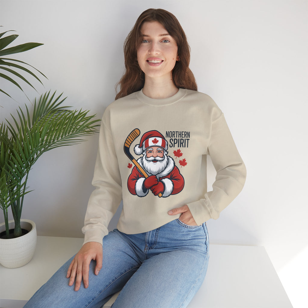 Northern Spirit Santa Hockey Sweatshirt – Canadian Maple Leaf Holiday Crewneck