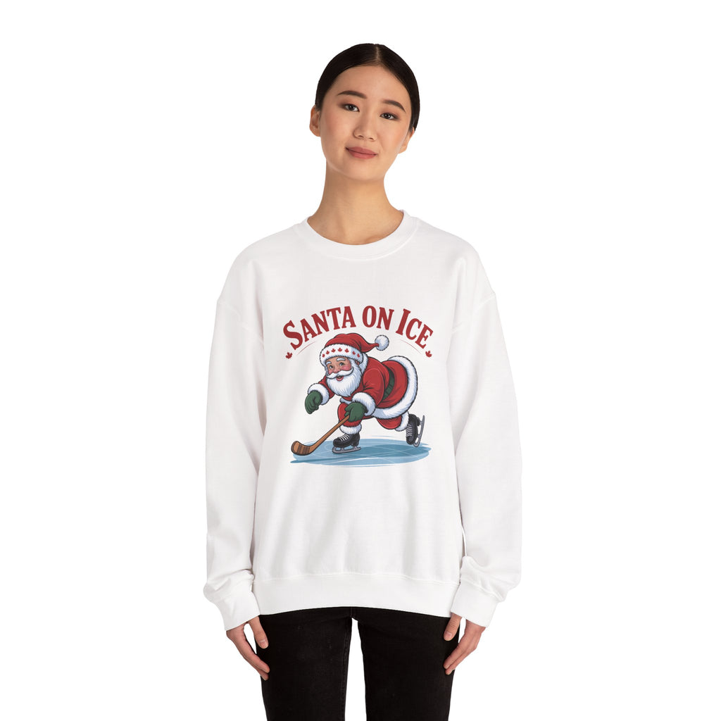 Santa on Ice Sweatshirt — Funny Hockey Santa Christmas Crewneck