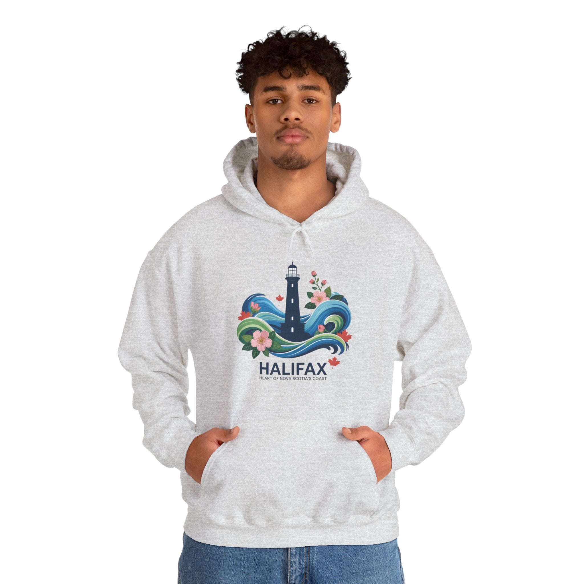Halifax Lighthouse Hoodie — Coastal Floral Nova Scotia Sweatshirt