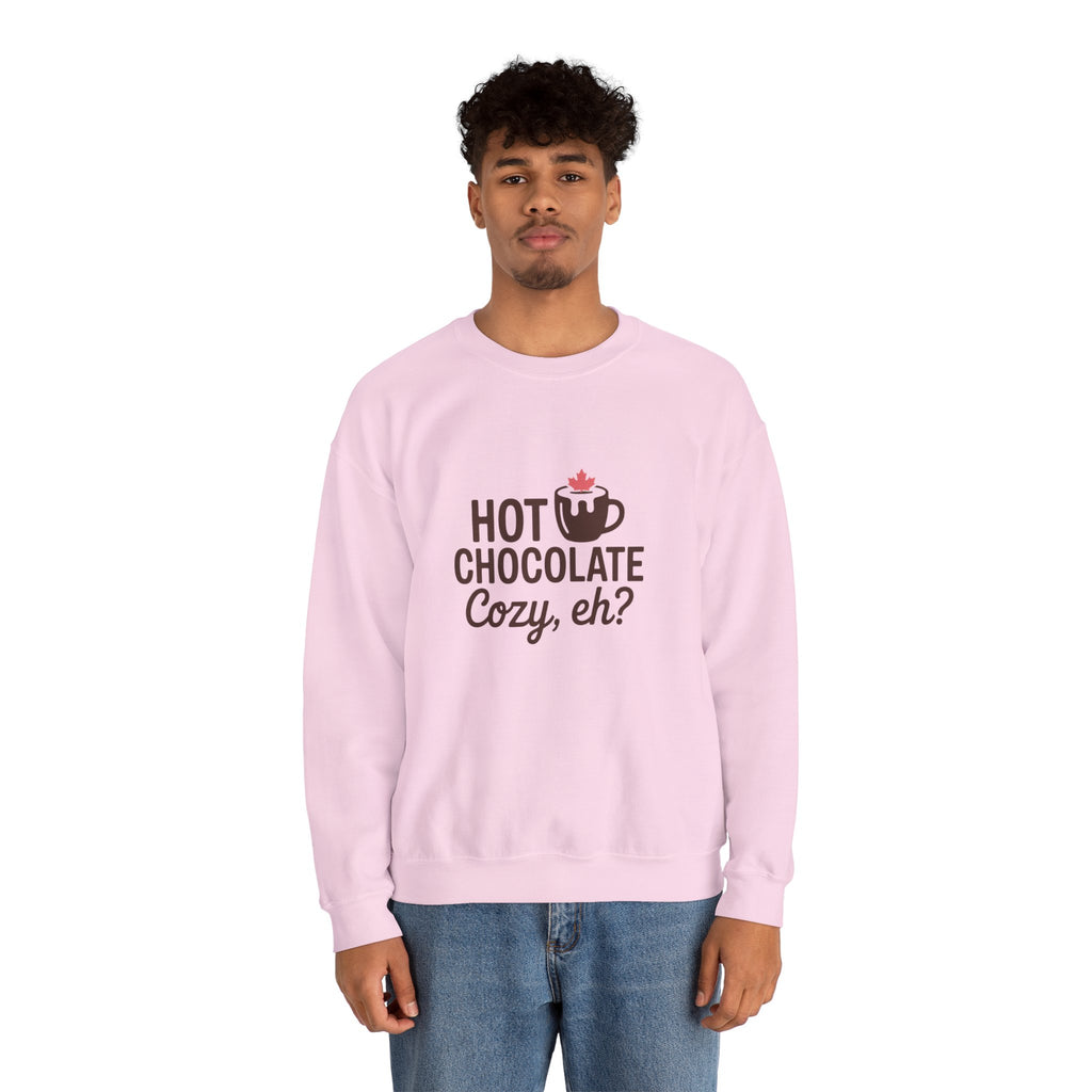Hot Chocolate Cozy Crewneck Sweatshirt — "Hot Chocolate Cozy, eh?" Winter Pullover