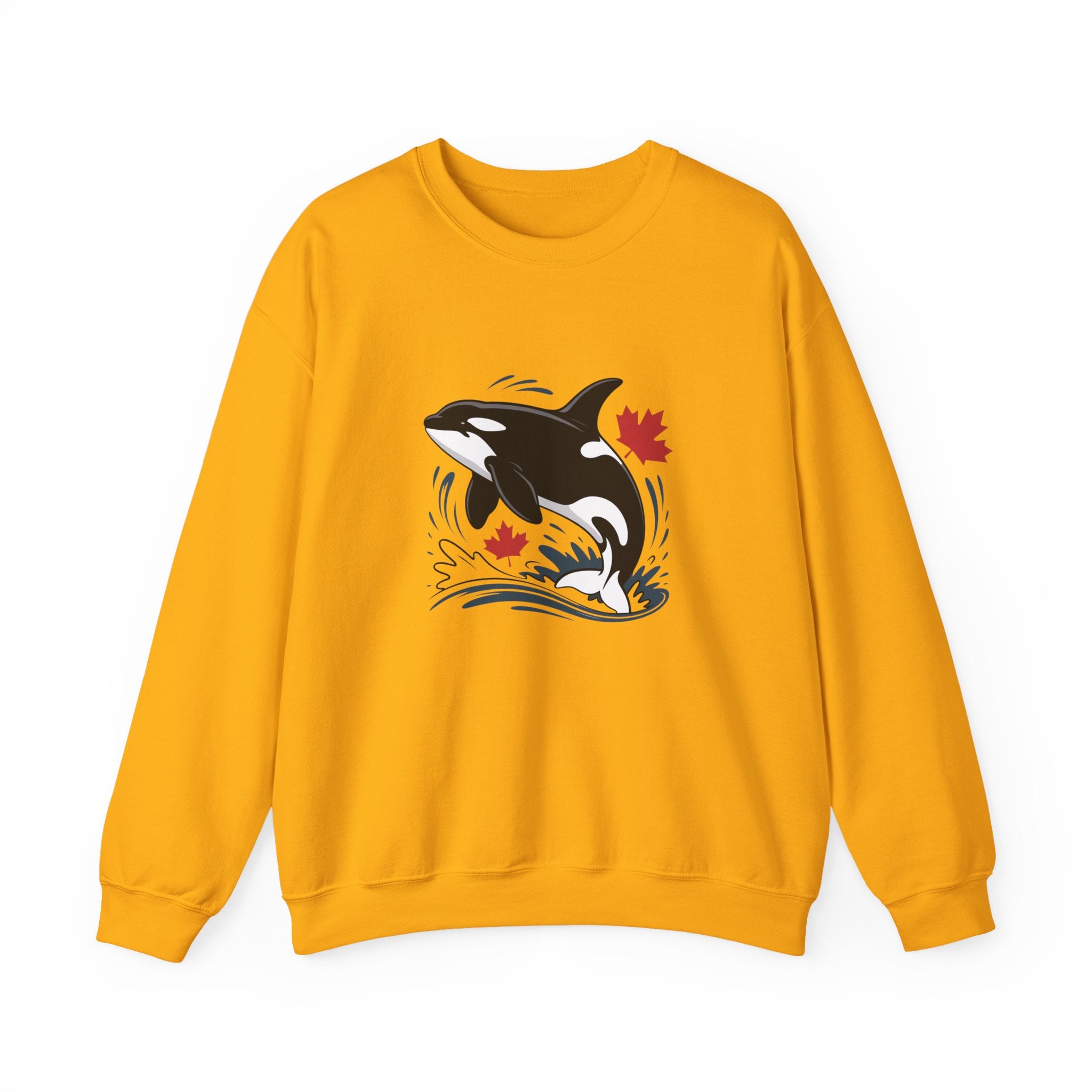 Orca Splash Crewneck Sweatshirt — Canadian Maple Leaf Whale Graphic