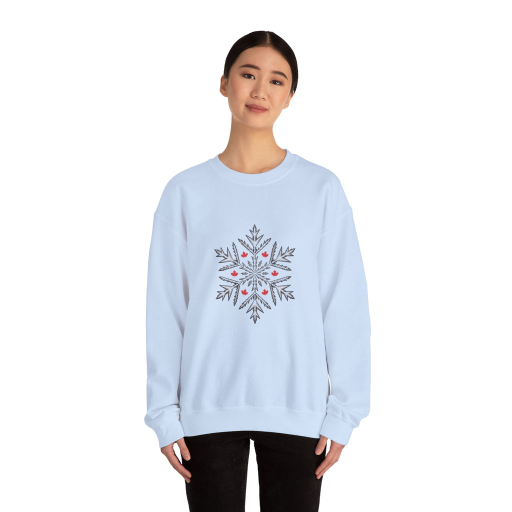 Minimal Snowflake Design with Red Berry Accents - Sweatshirt