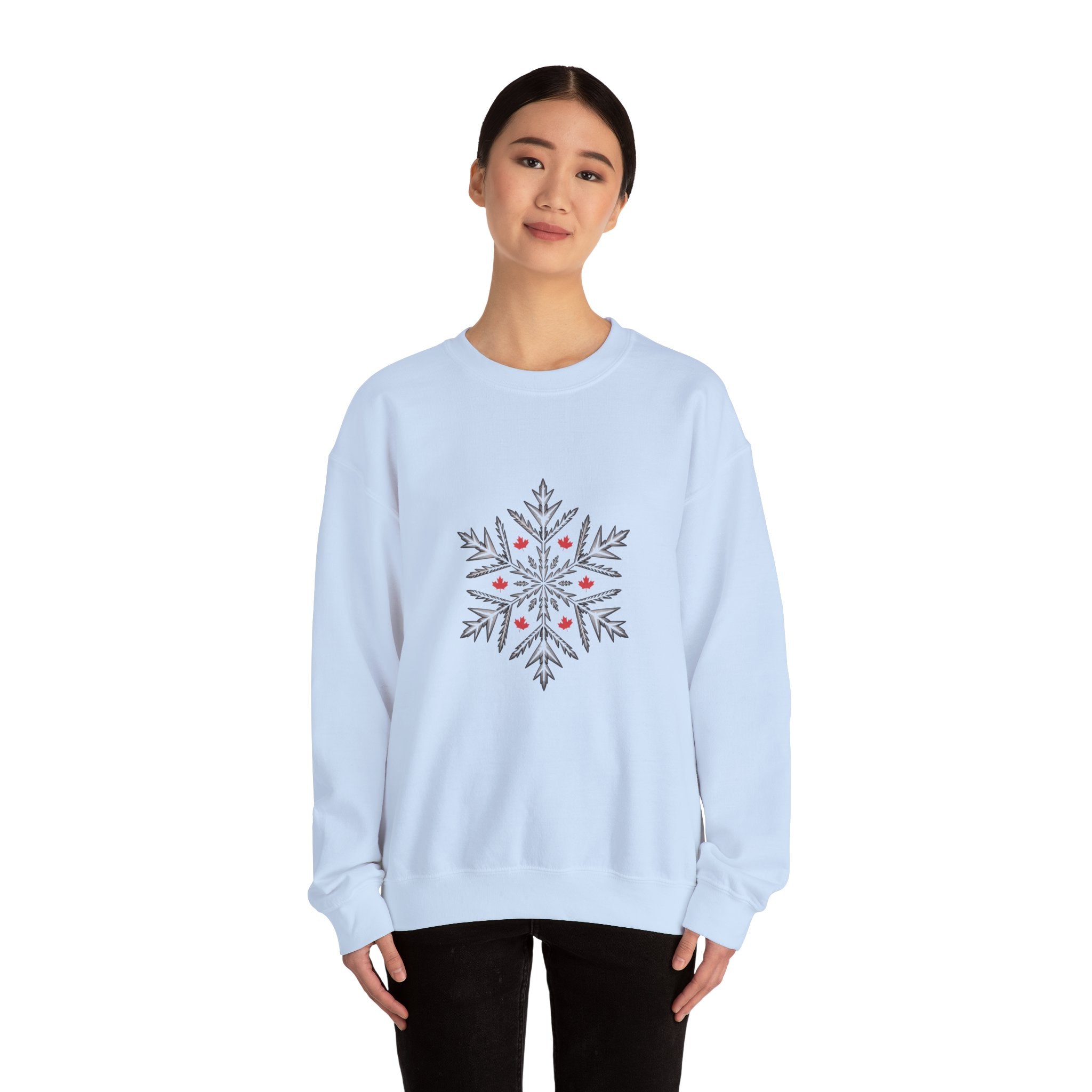 Minimal Snowflake Design with Red Berry Accents - Sweatshirt