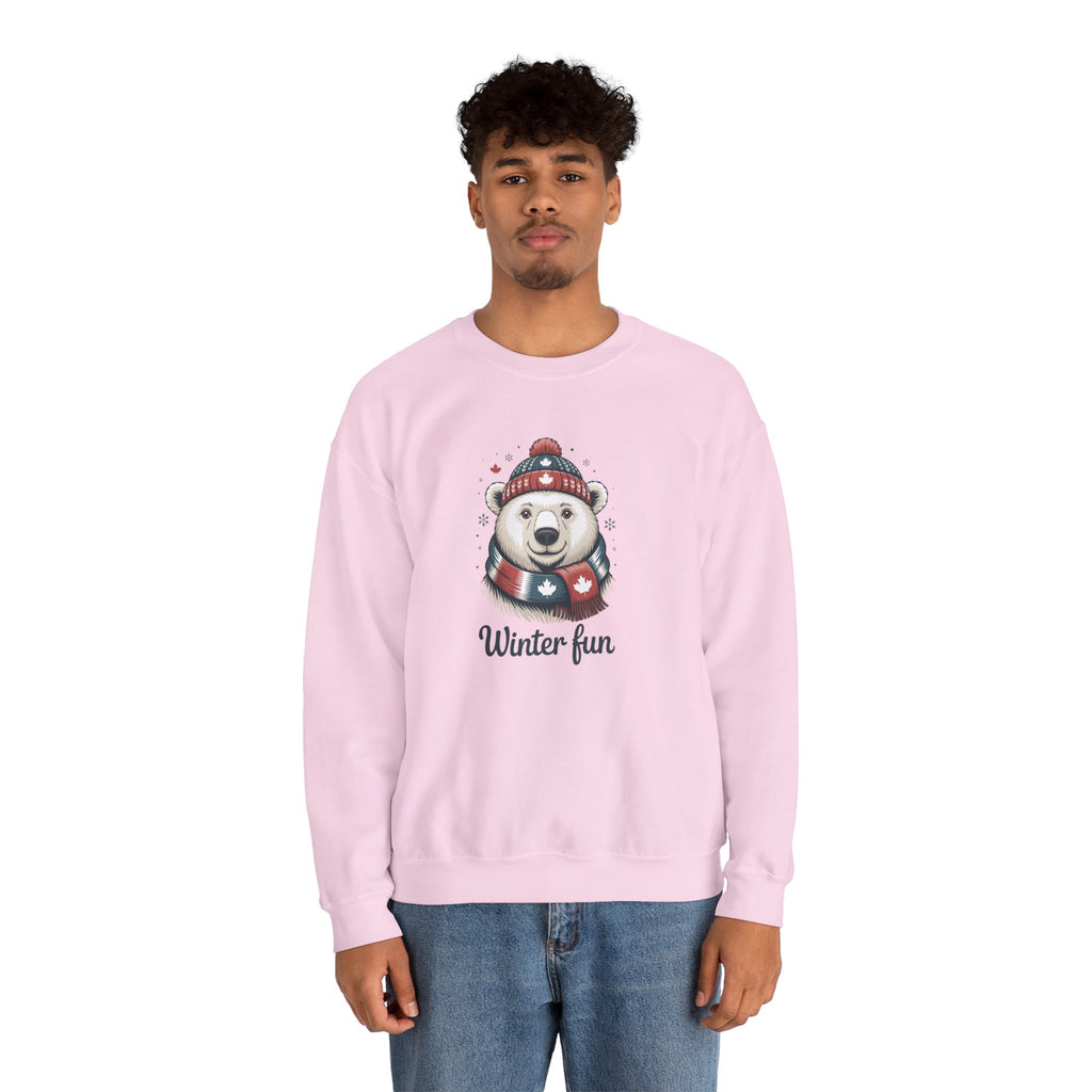'Winter Fun' Polar Bear Crewneck: Cozy Holiday Snow Day Sweatshirt