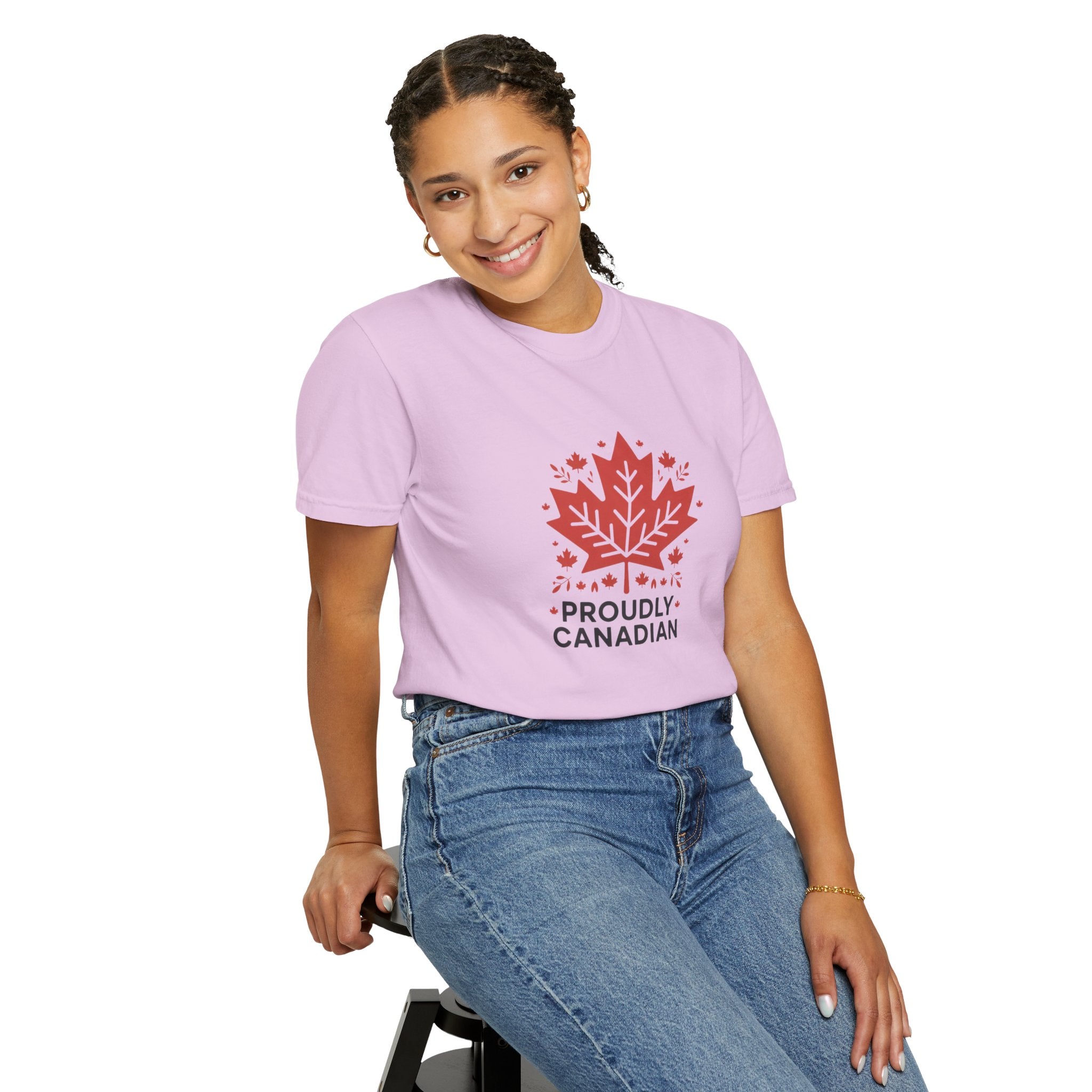 Proudly Canadian T-Shirt — Red Maple Leaf Patriotic Tee