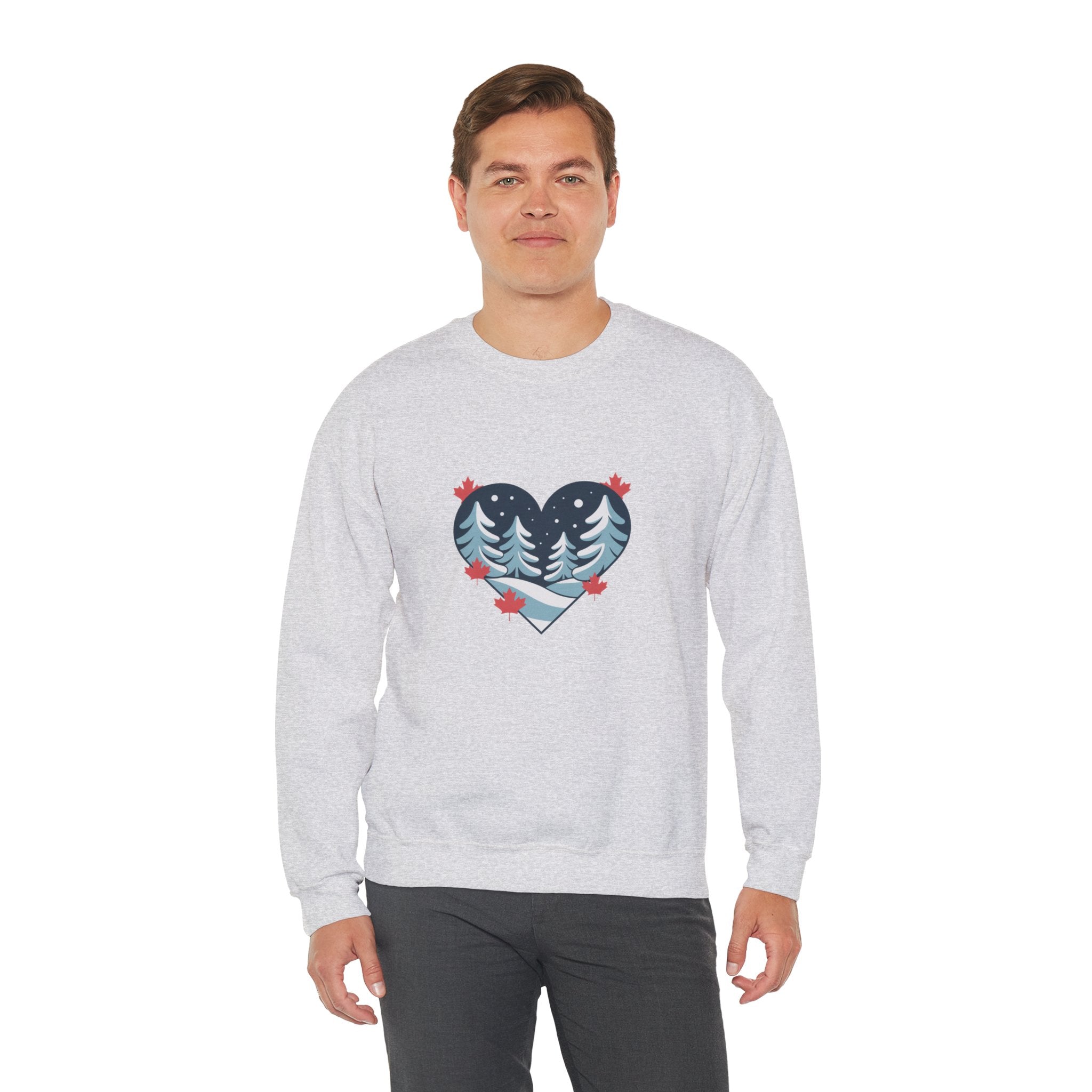 Winter Forest Heart Sweatshirt — Cozy Christmas Crewneck