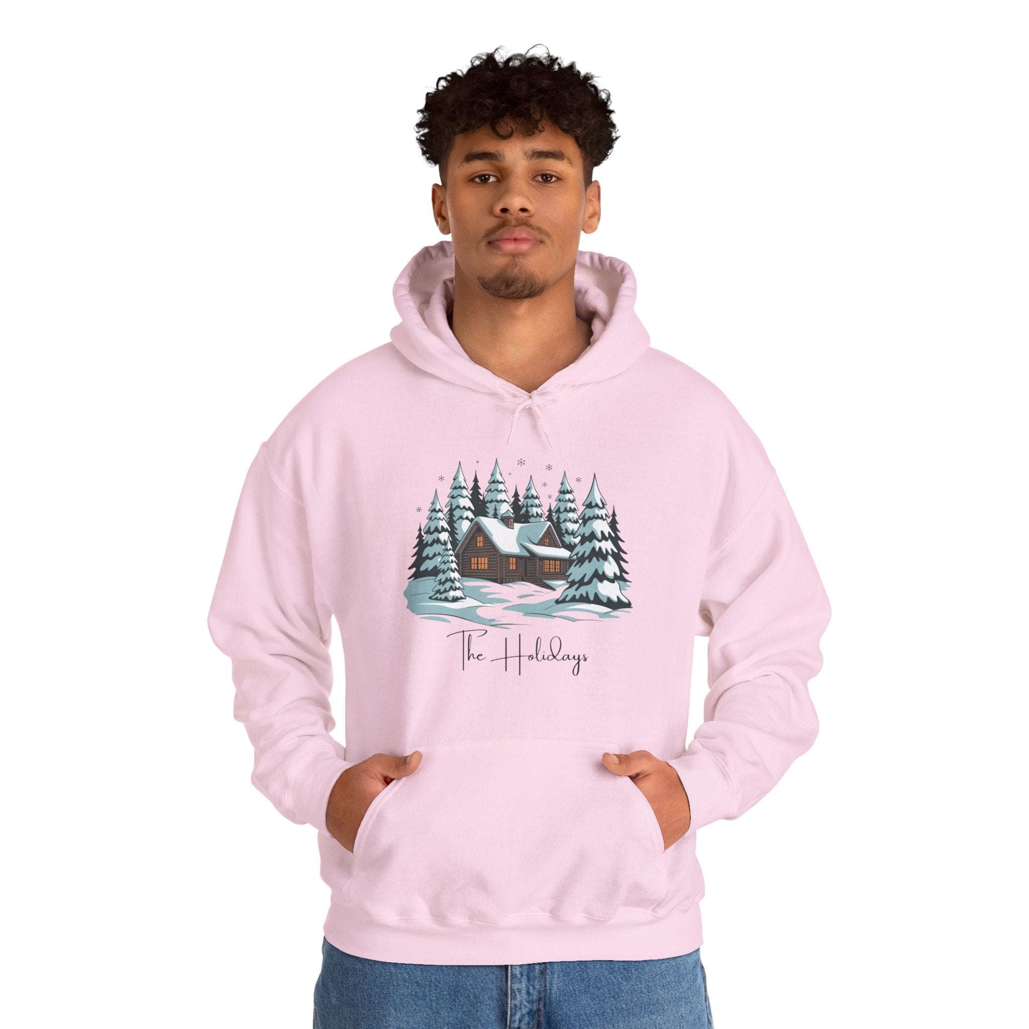 Cozy Cabin Holiday Hoodie — Winter Pine Forest Sweatshirt