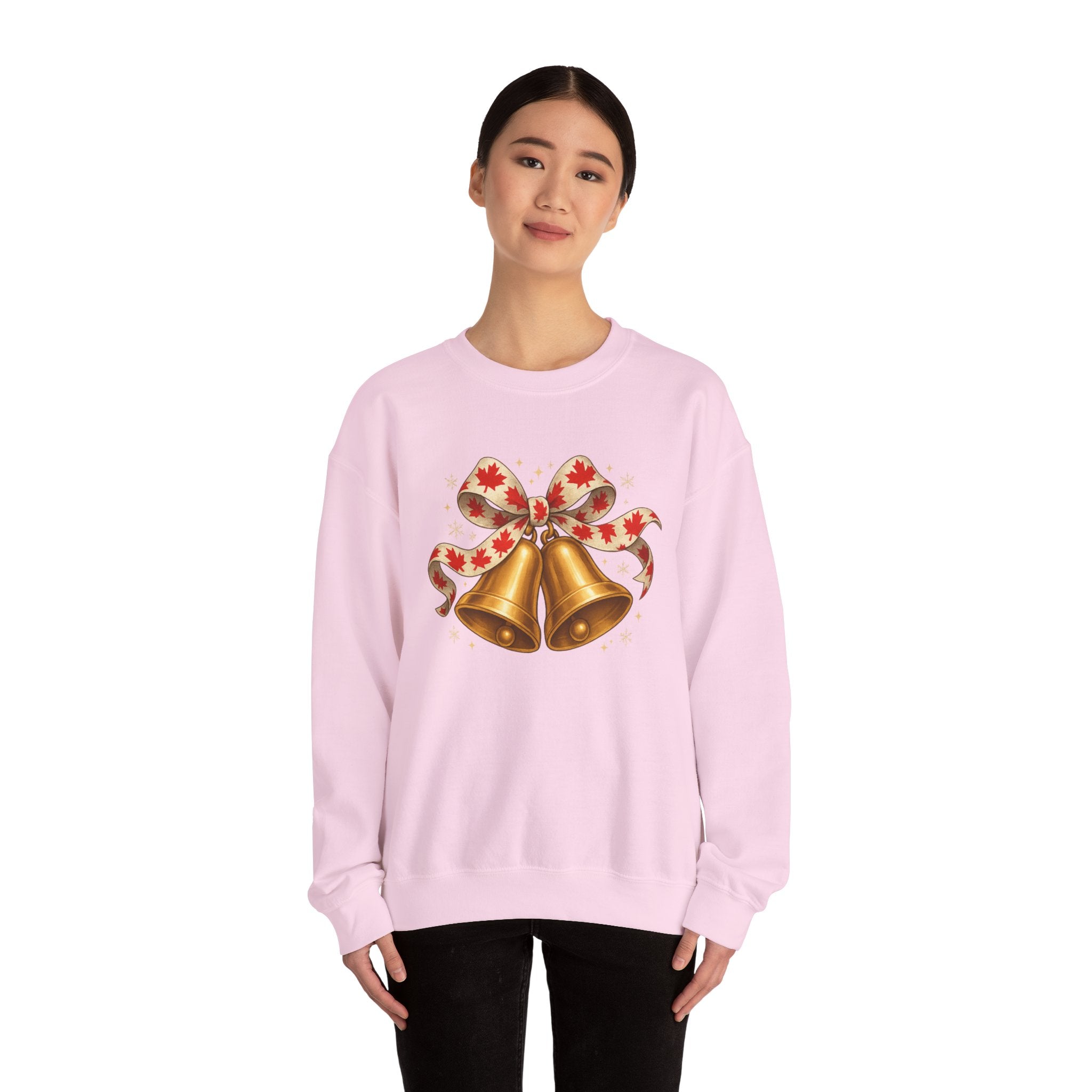 Christmas Bells Sweatshirt — Festive Maple Ribbon Holiday Crewneck