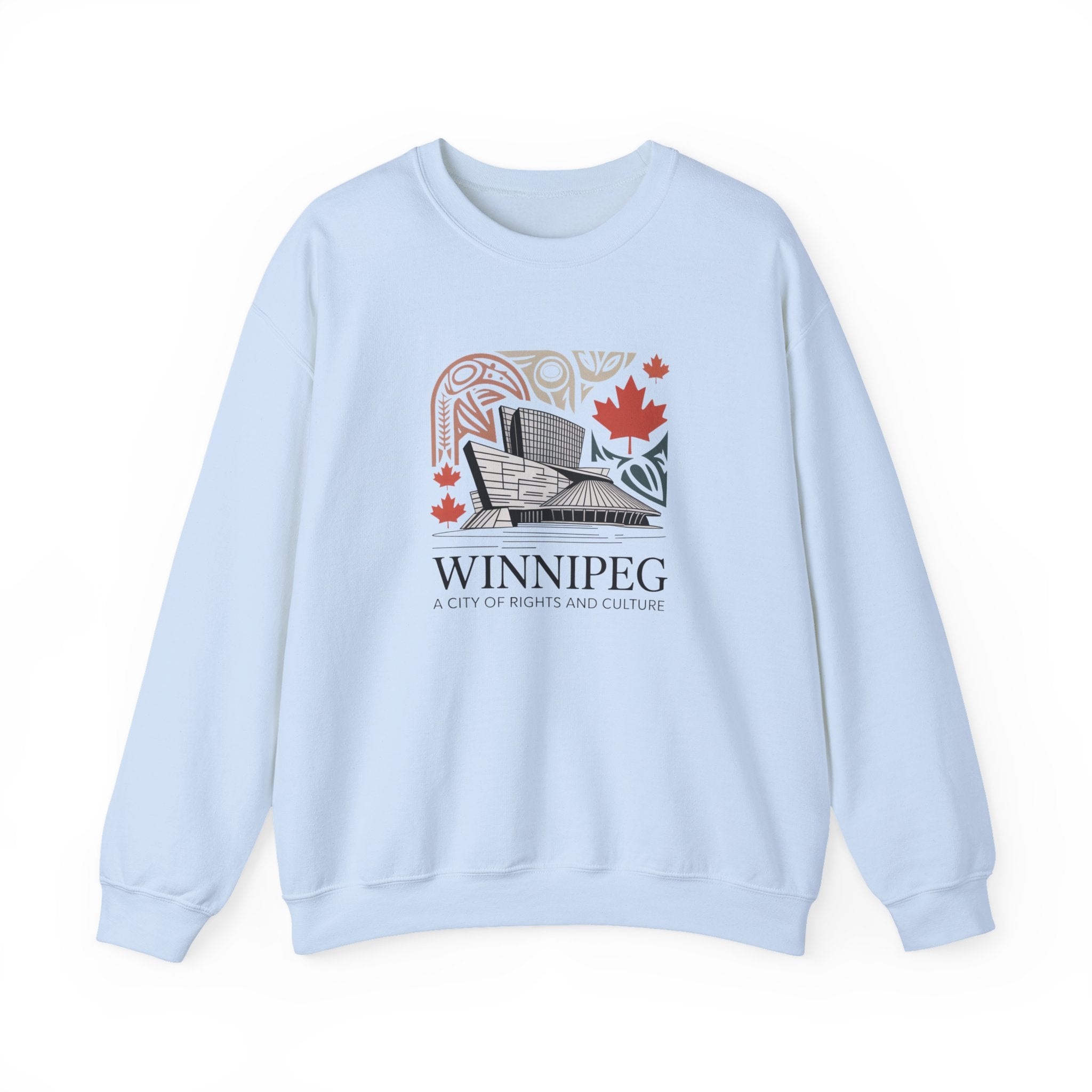 Winnipeg Crewneck Sweatshirt — Canadian Cityscape Design (Maple Leaf)
