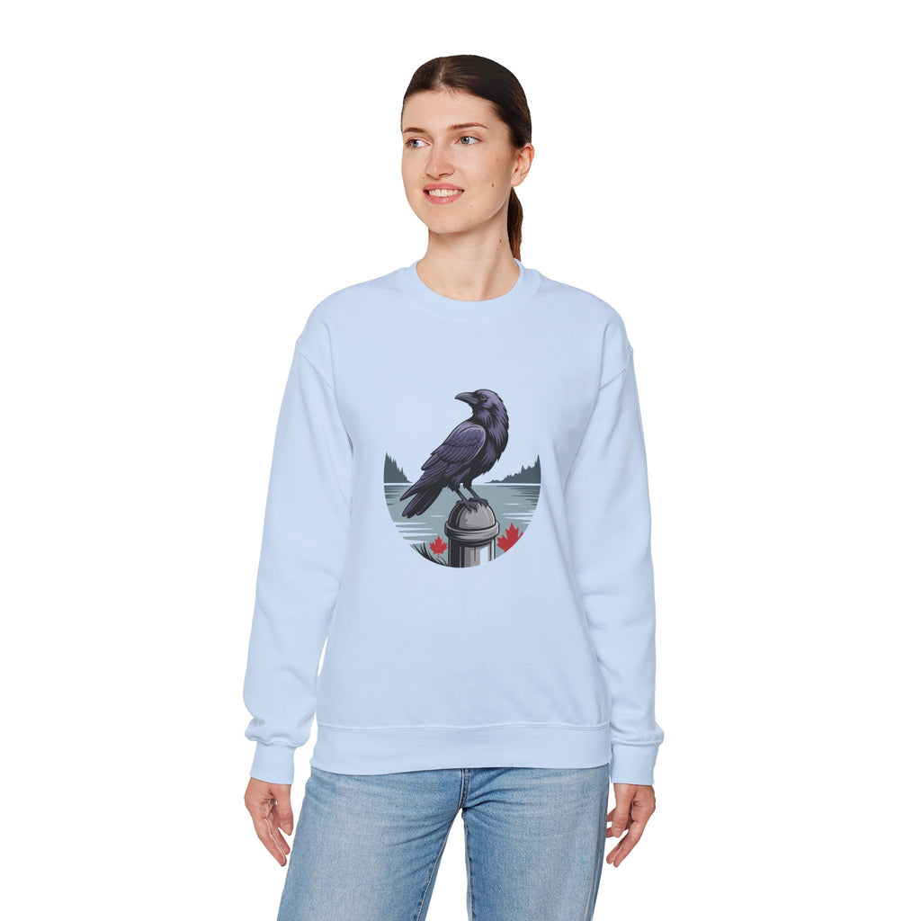 Raven by the Lake Crewneck Sweatshirt — Scenic Nature Graphic