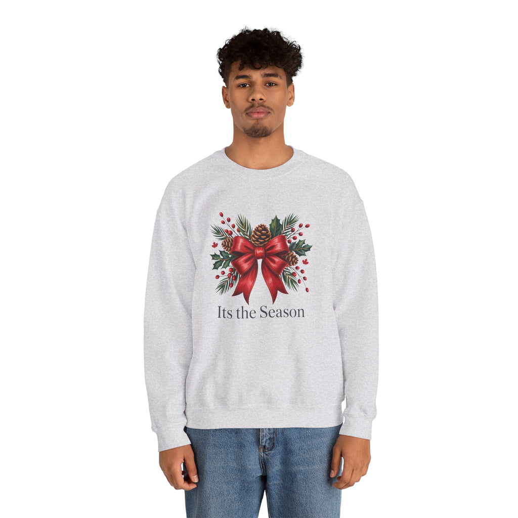 Holiday Bow Sweatshirt — "It's the Season" Christmas Crewneck
