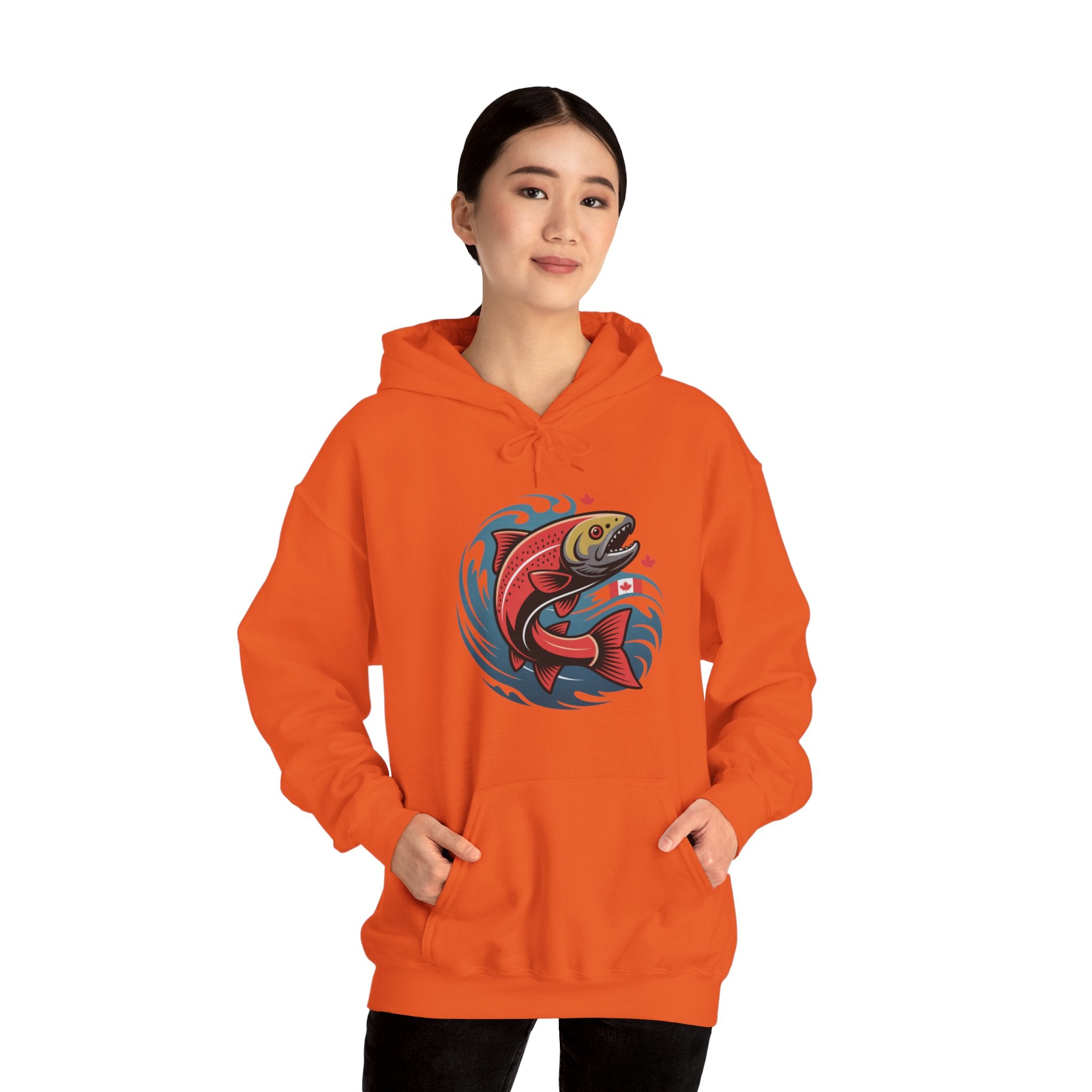 Salmon Wave Hoodie — Retro Fishing Graphic Pullover
