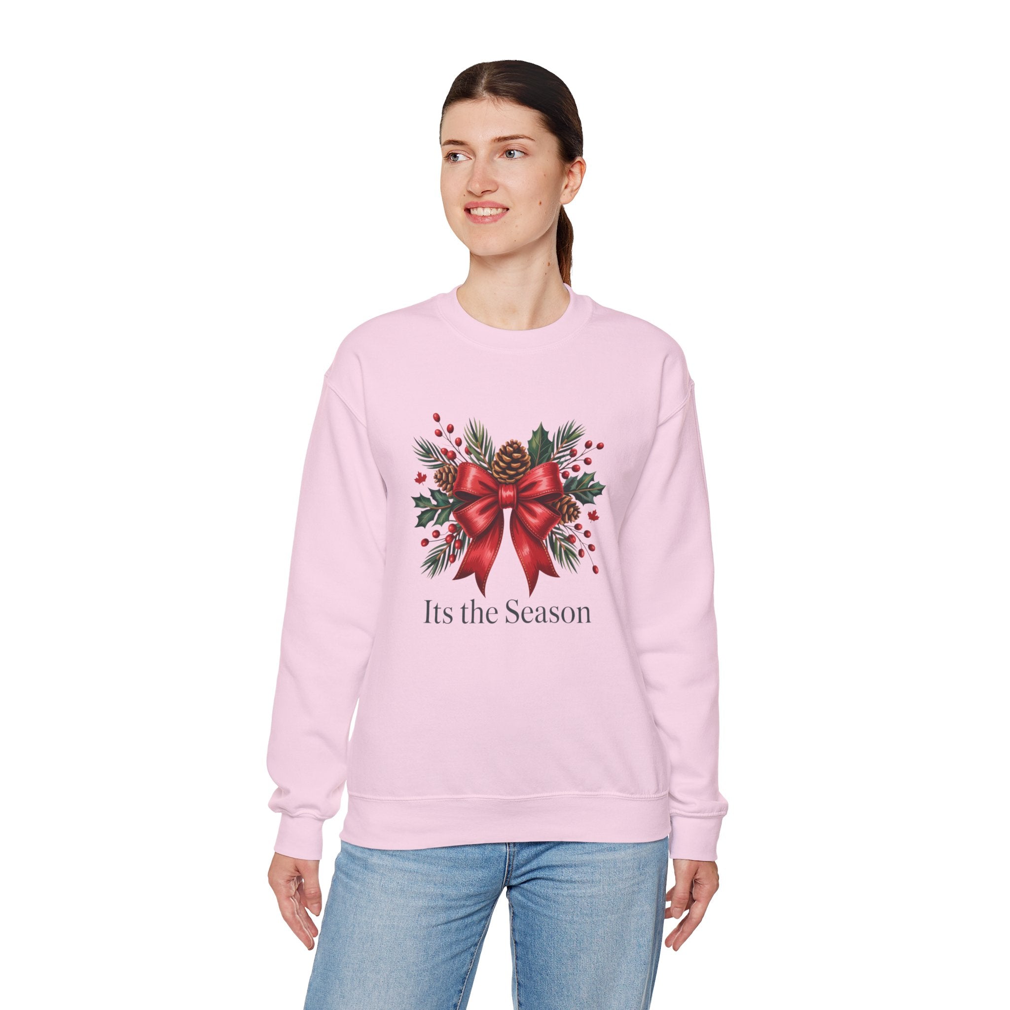 Holiday Bow Sweatshirt — "It's the Season" Christmas Crewneck