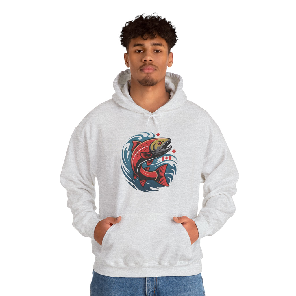 Salmon Wave Hoodie — Retro Fishing Graphic Pullover