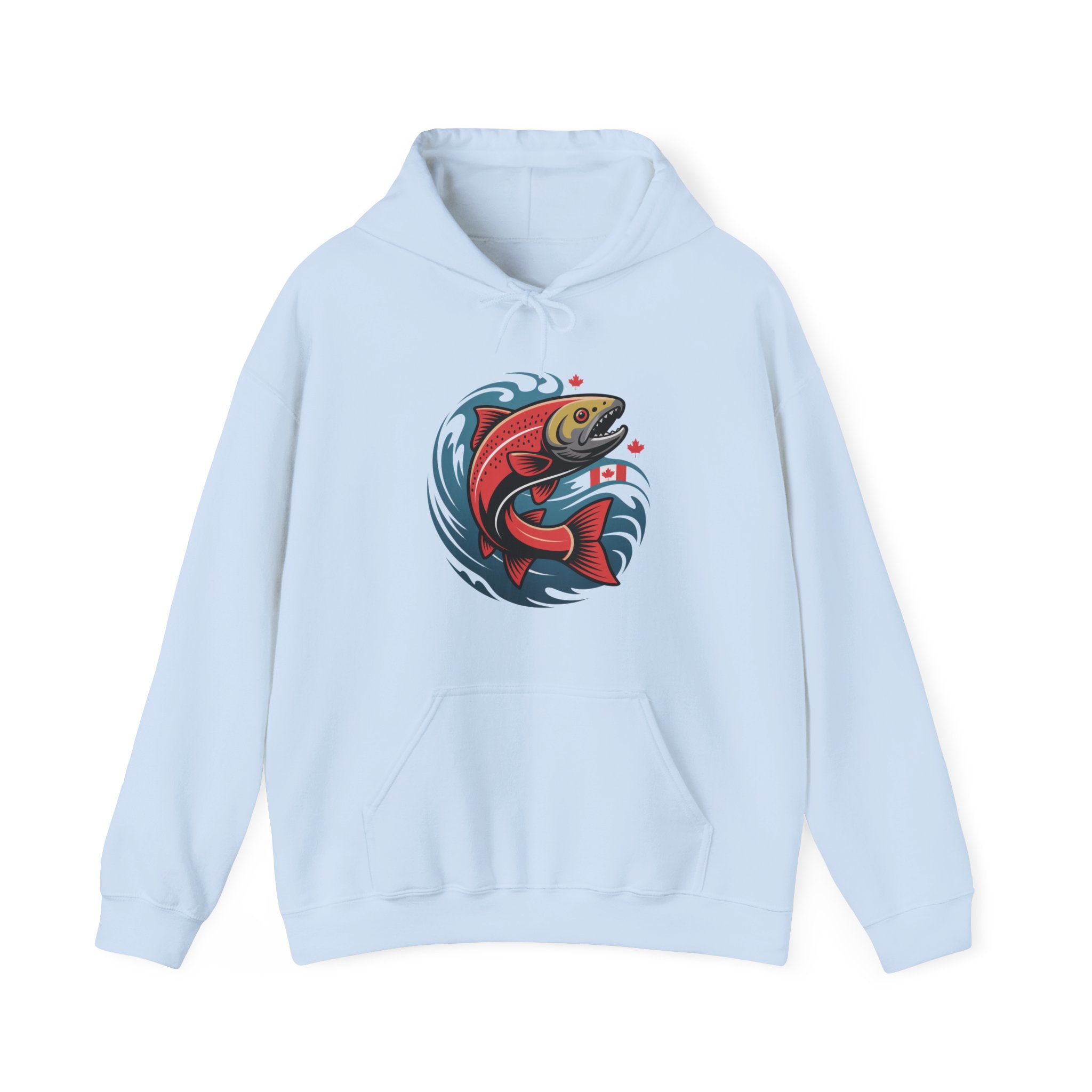 Salmon Wave Hoodie — Retro Fishing Graphic Pullover