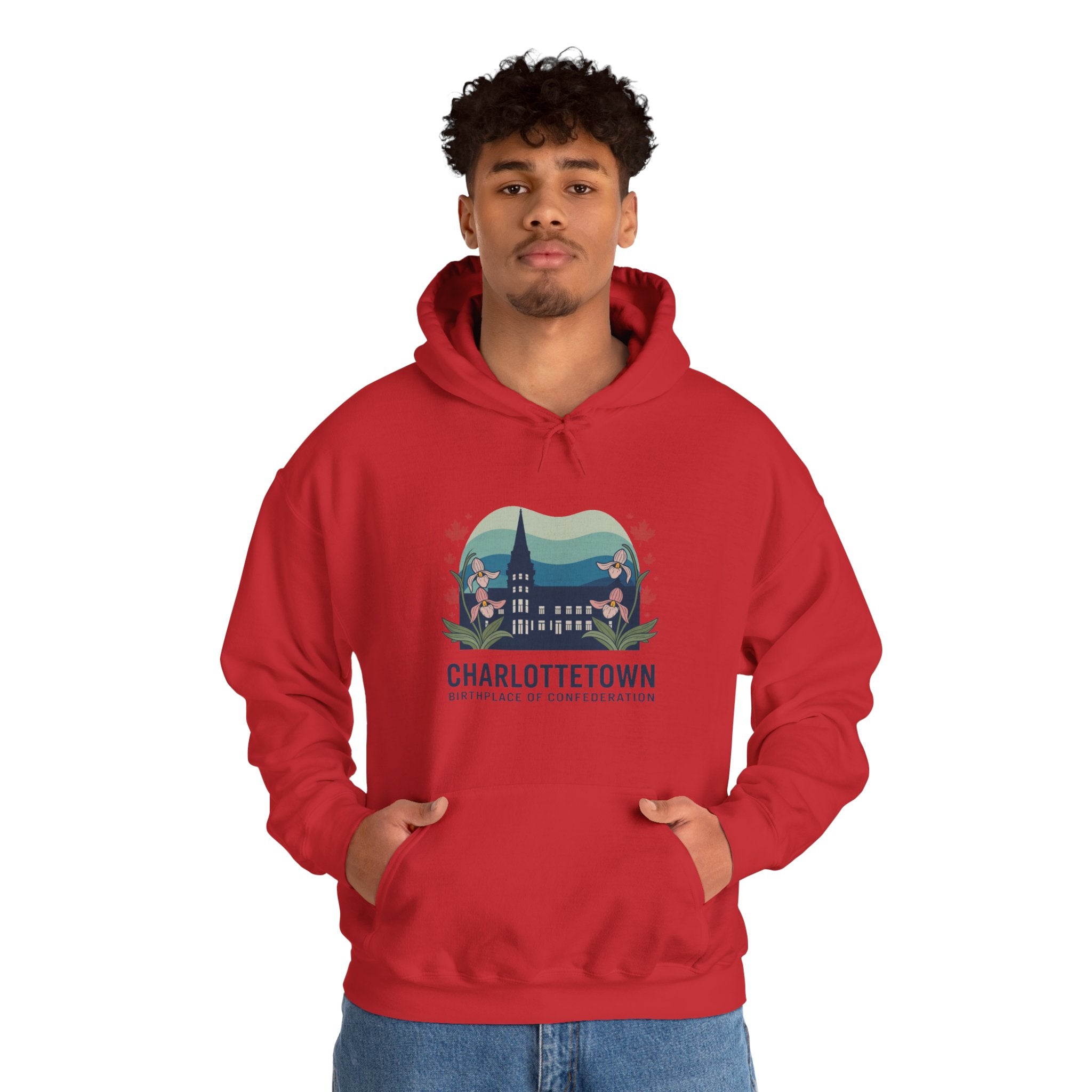 Charlottetown Scenic Hoodie — Vintage Island Skyline & Parliament Building Design