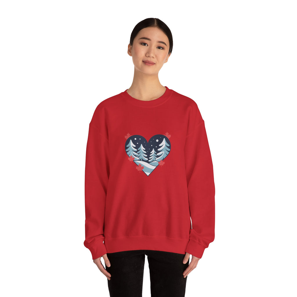 Winter Forest Heart Sweatshirt — Cozy Christmas Crewneck