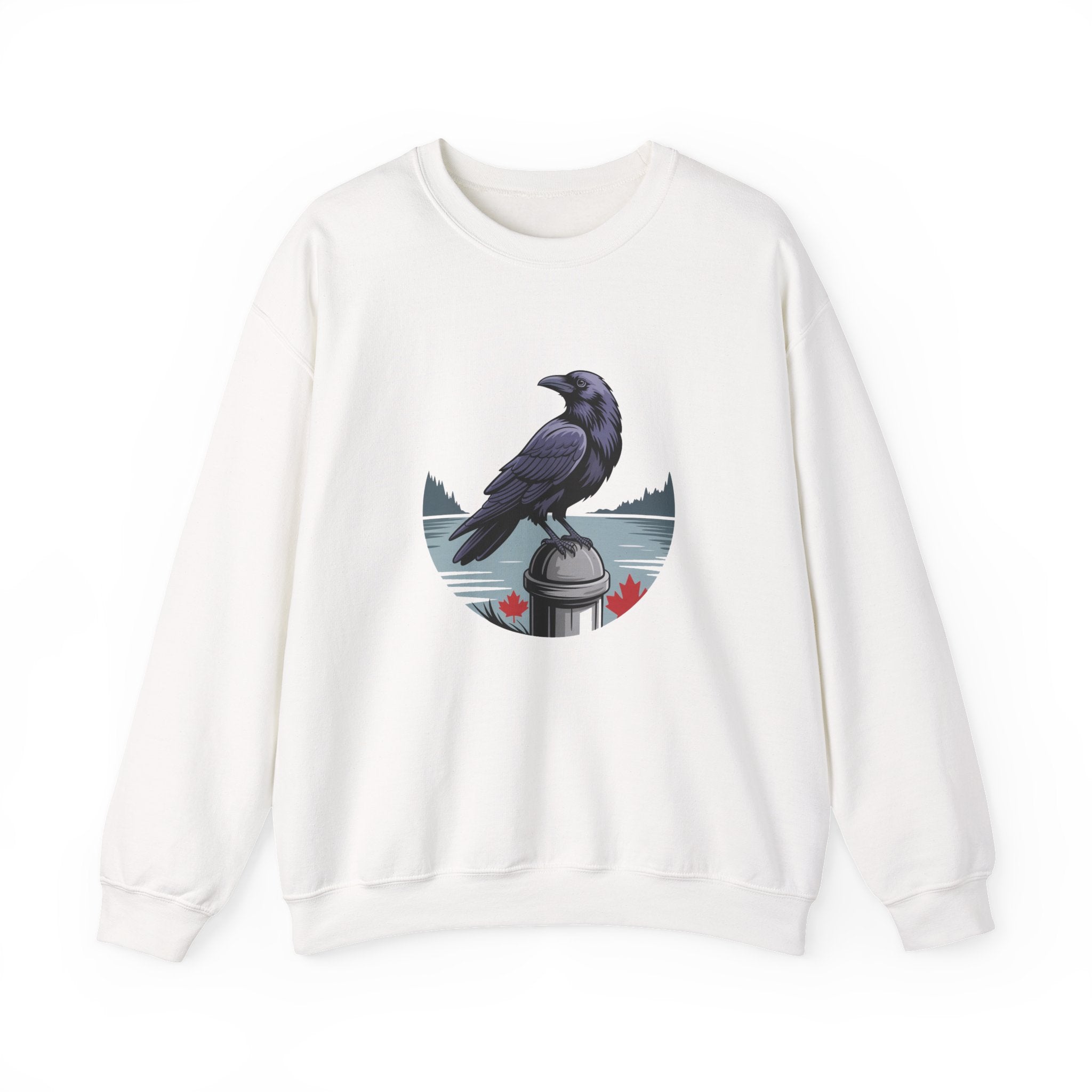 Raven by the Lake Crewneck Sweatshirt — Scenic Nature Graphic