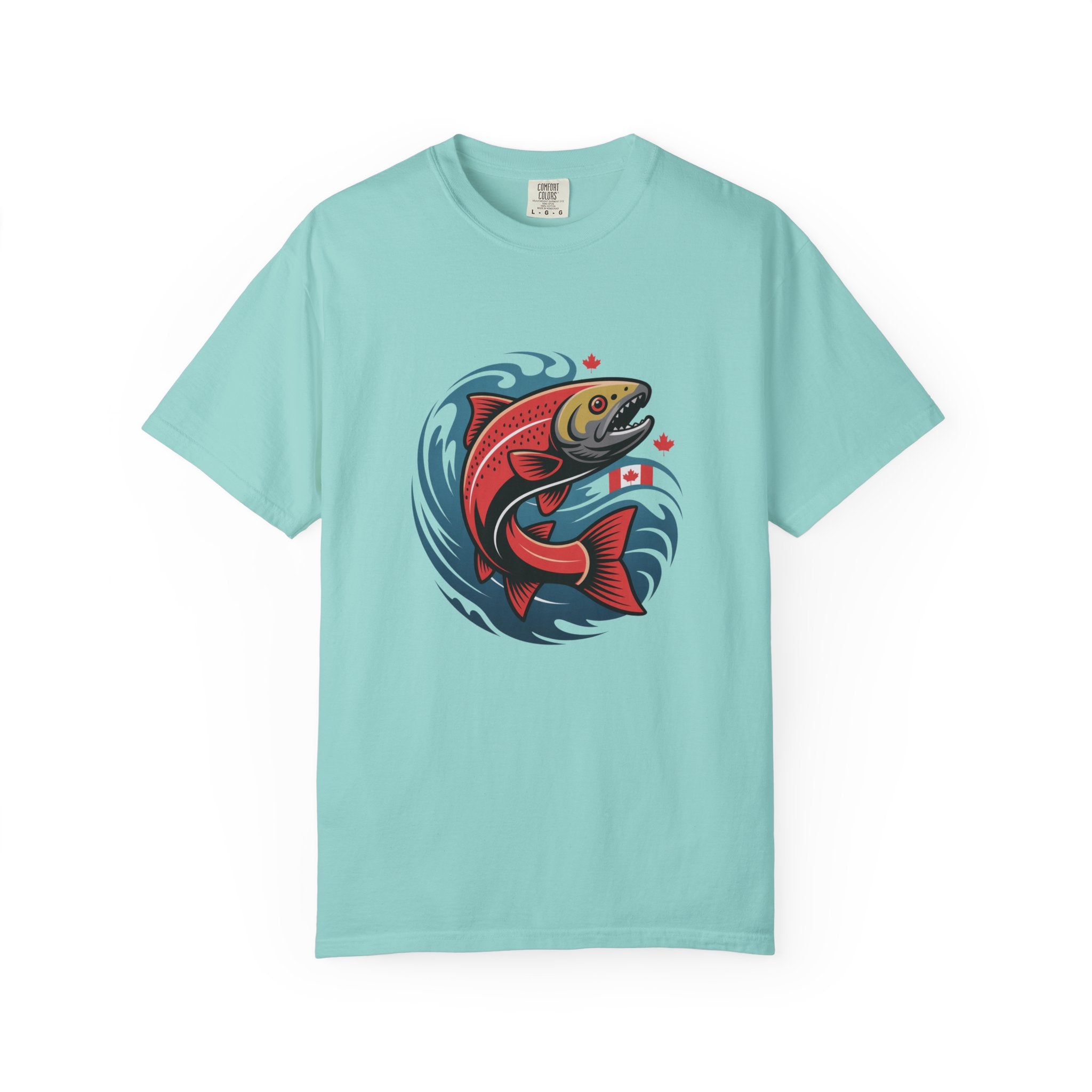 Salmon Wave T‑Shirt — Retro Fishing Graphic Tee