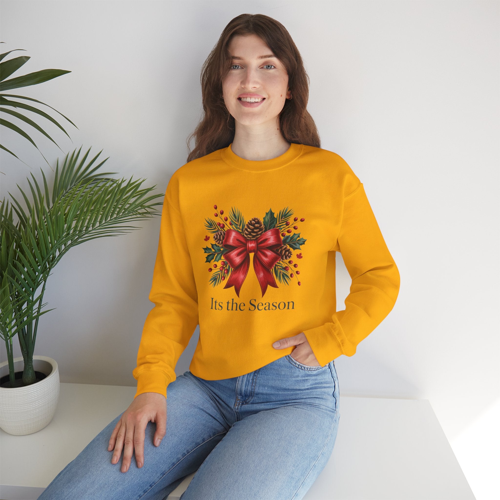 Holiday Bow Sweatshirt — "It's the Season" Christmas Crewneck
