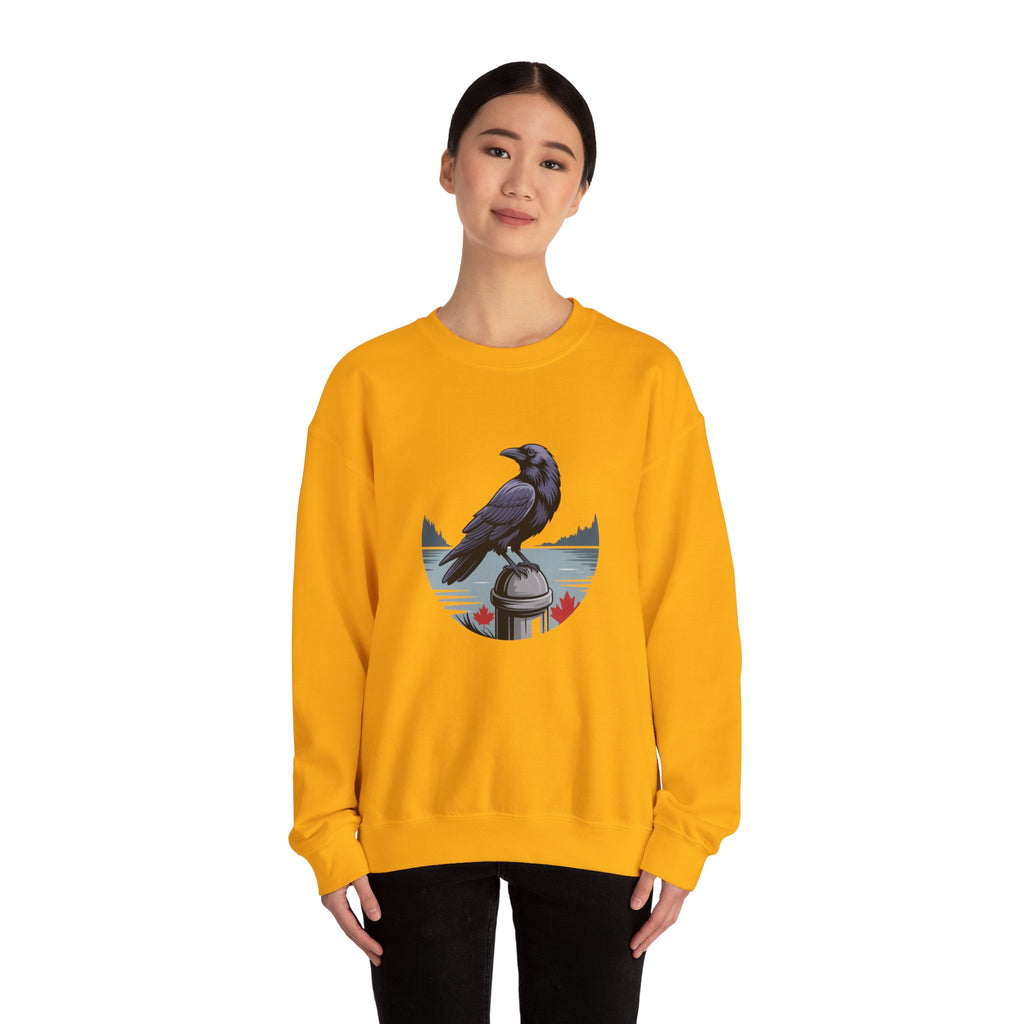 Raven by the Lake Crewneck Sweatshirt — Scenic Nature Graphic