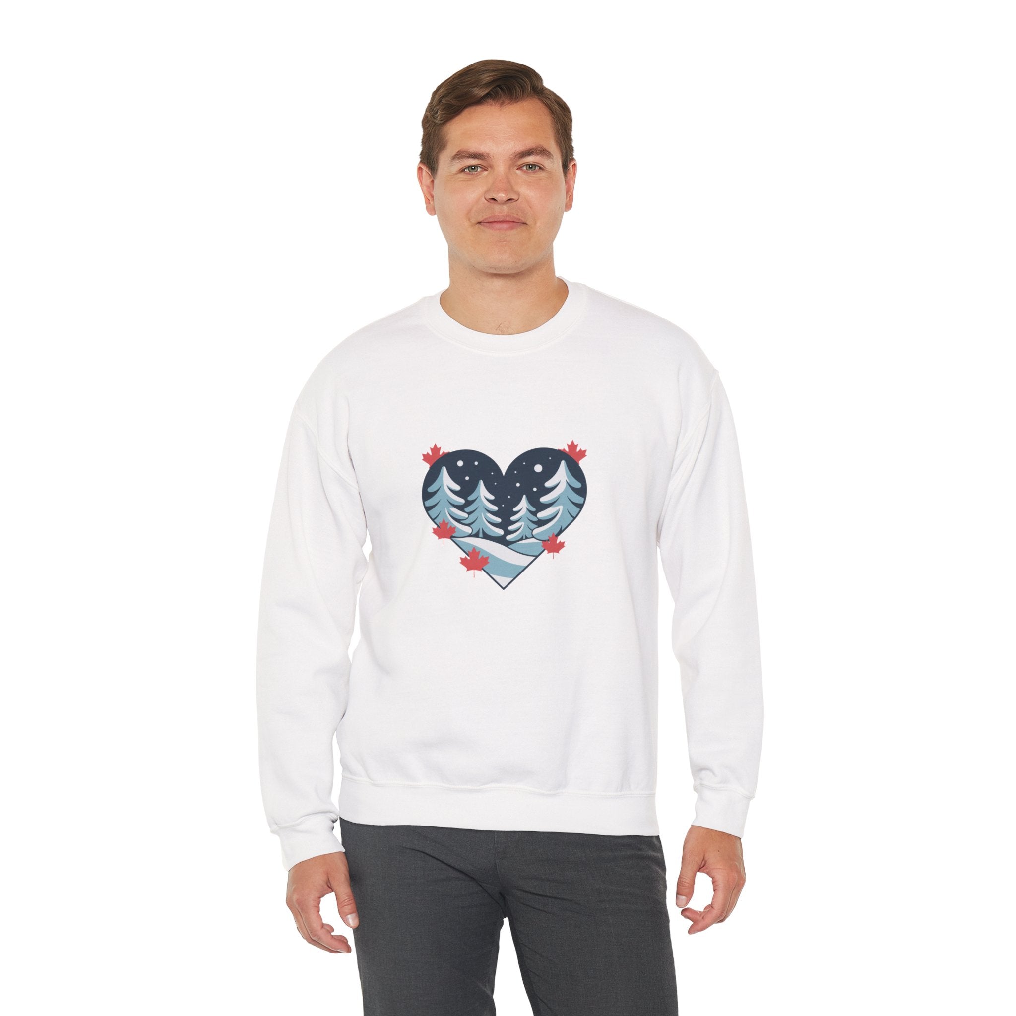 Winter Forest Heart Sweatshirt — Cozy Christmas Crewneck