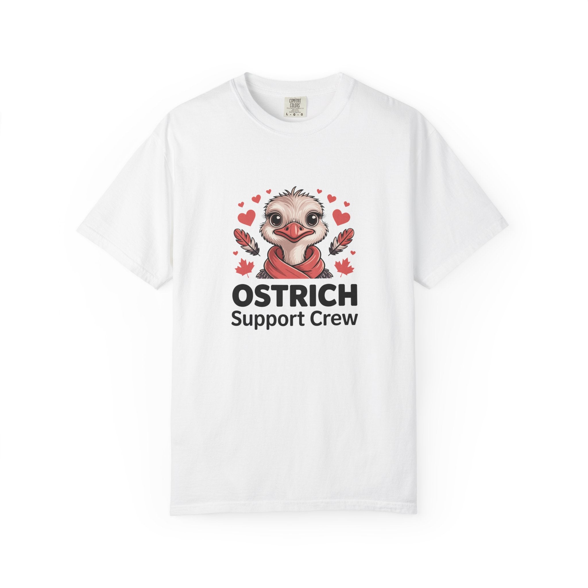 Ostrich Support Crew T-Shirt — Cute Ostrich Valentine Tee