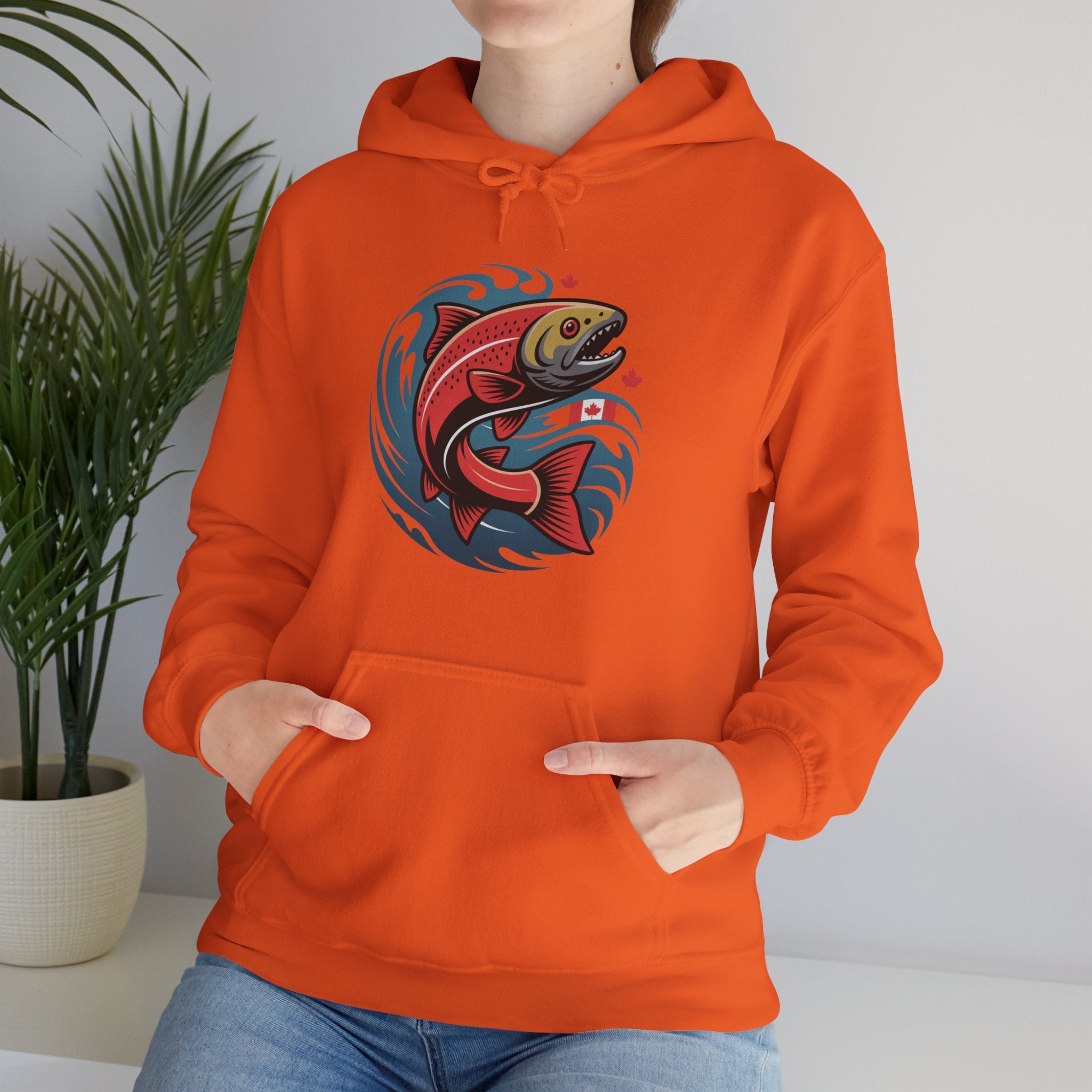 Salmon Wave Hoodie — Retro Fishing Graphic Pullover