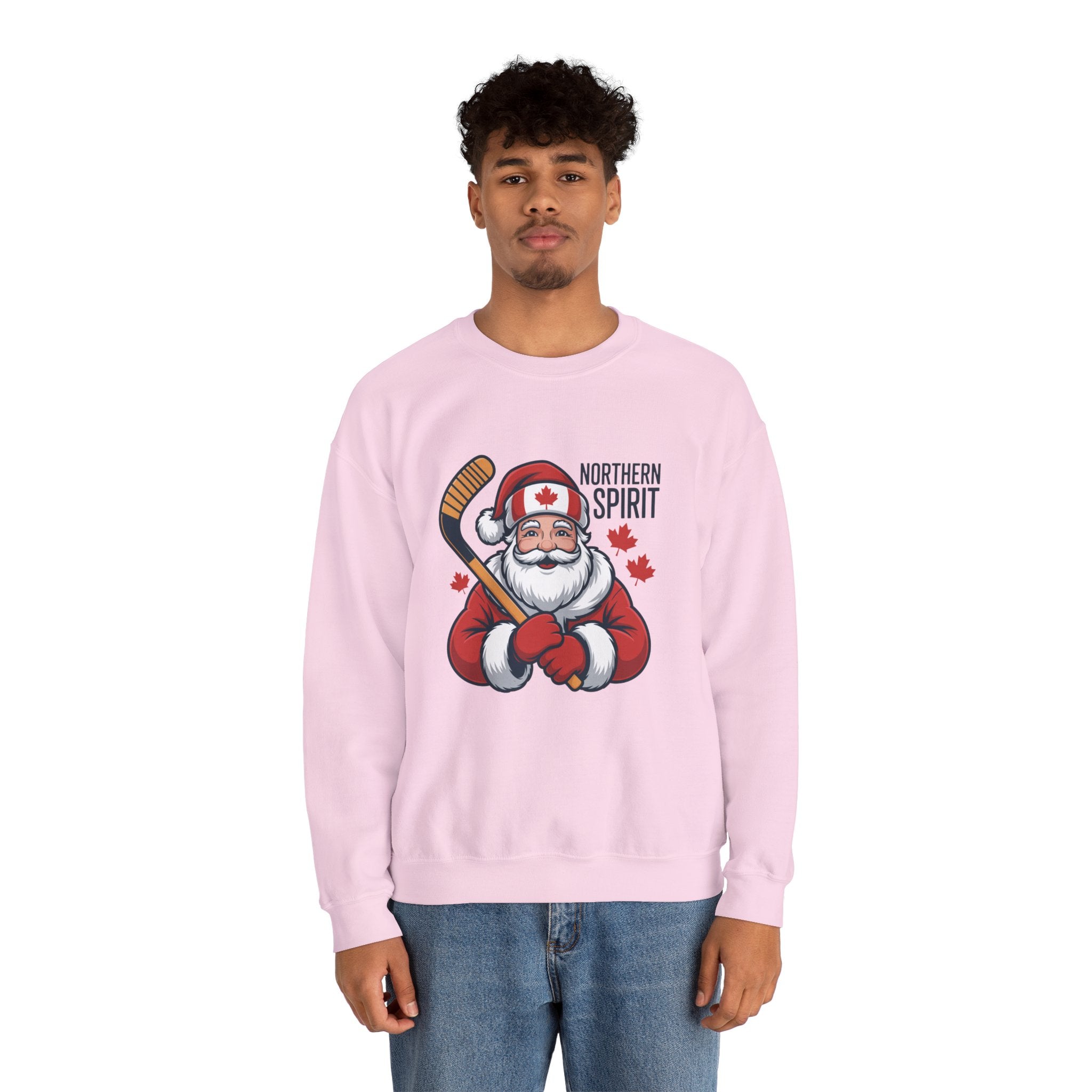 Northern Spirit Santa Hockey Sweatshirt – Canadian Maple Leaf Holiday Crewneck