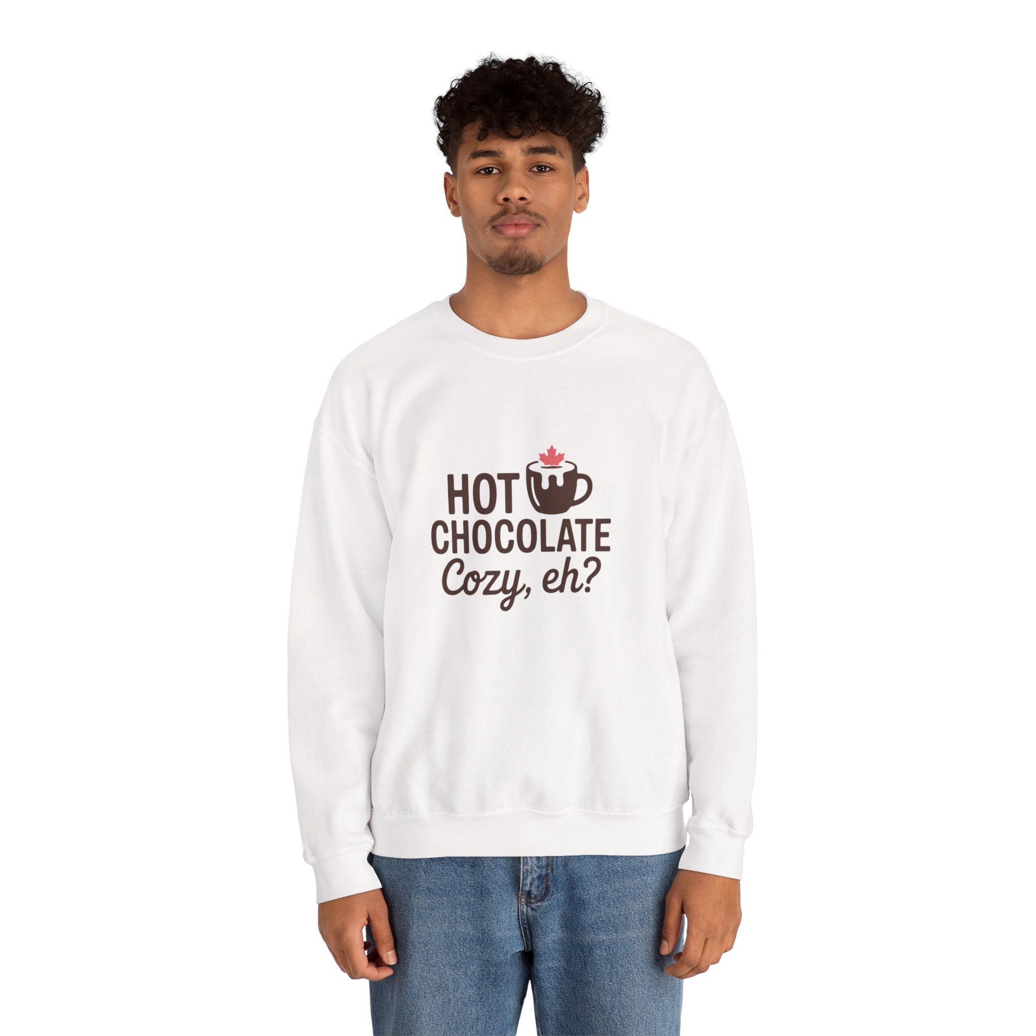 Hot Chocolate Cozy Crewneck Sweatshirt — "Hot Chocolate Cozy, eh?" Winter Pullover