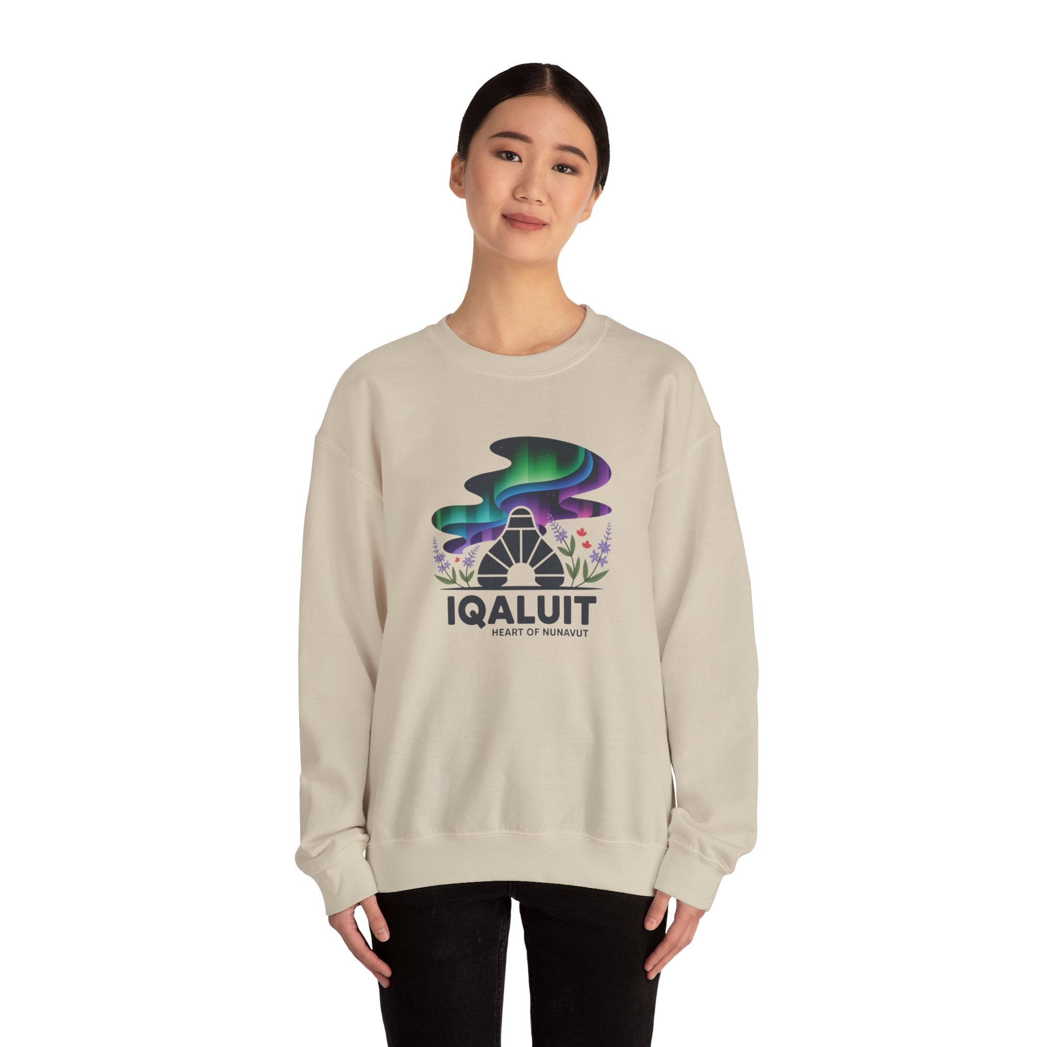 Iqaluit Northern Lights Sweatshirt – Heart of Nunavut Souvenir Crewneck