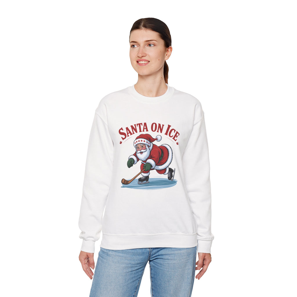 Santa on Ice Sweatshirt — Funny Hockey Santa Christmas Crewneck