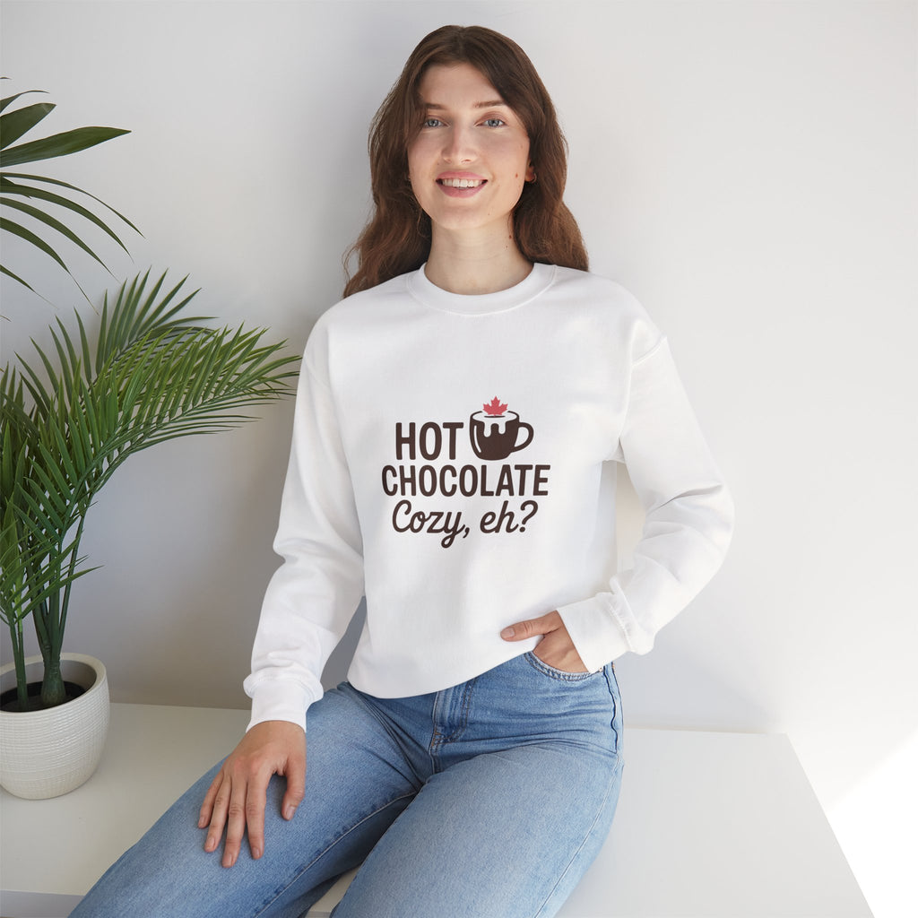 Hot Chocolate Cozy Crewneck Sweatshirt — "Hot Chocolate Cozy, eh?" Winter Pullover