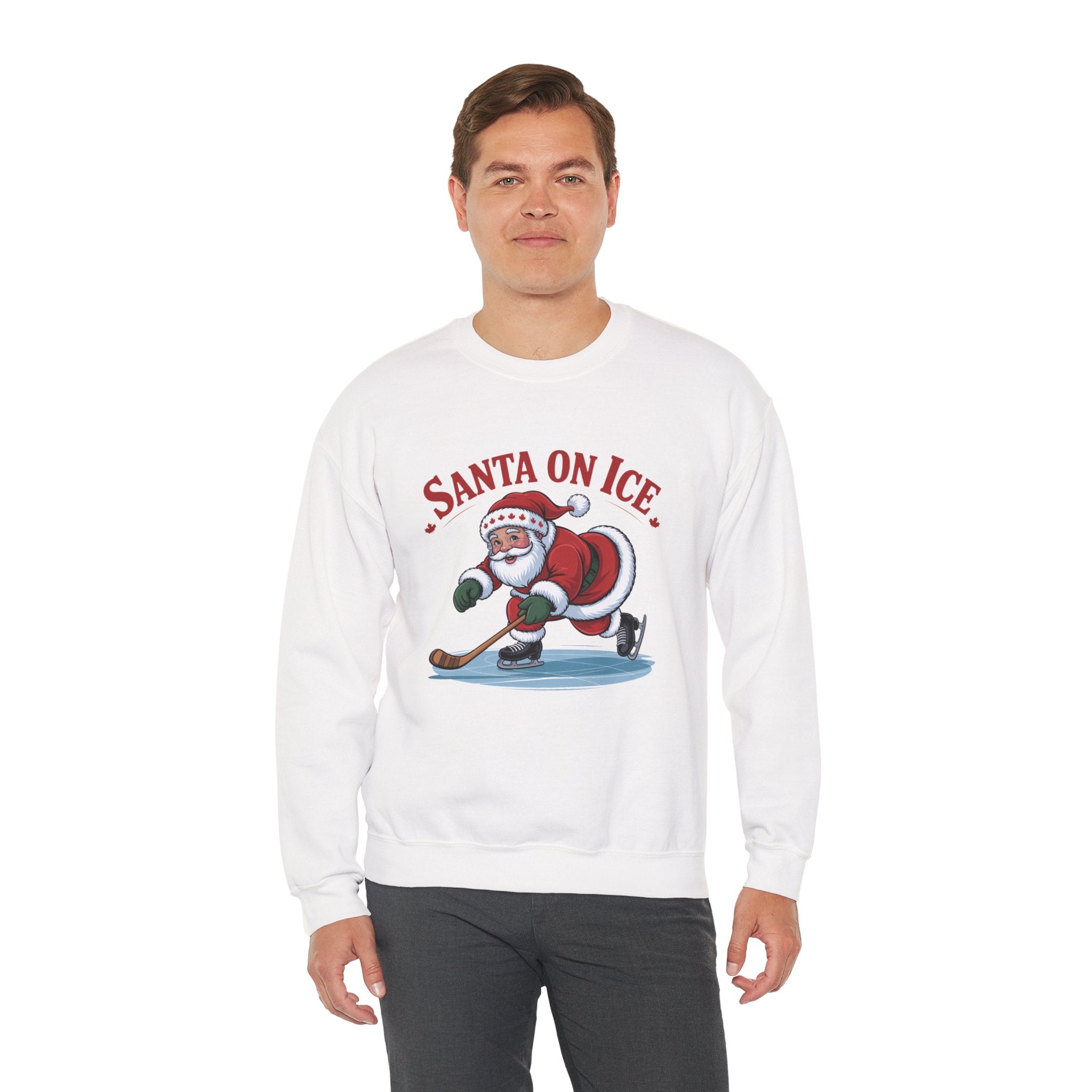Santa on Ice Sweatshirt — Funny Hockey Santa Christmas Crewneck