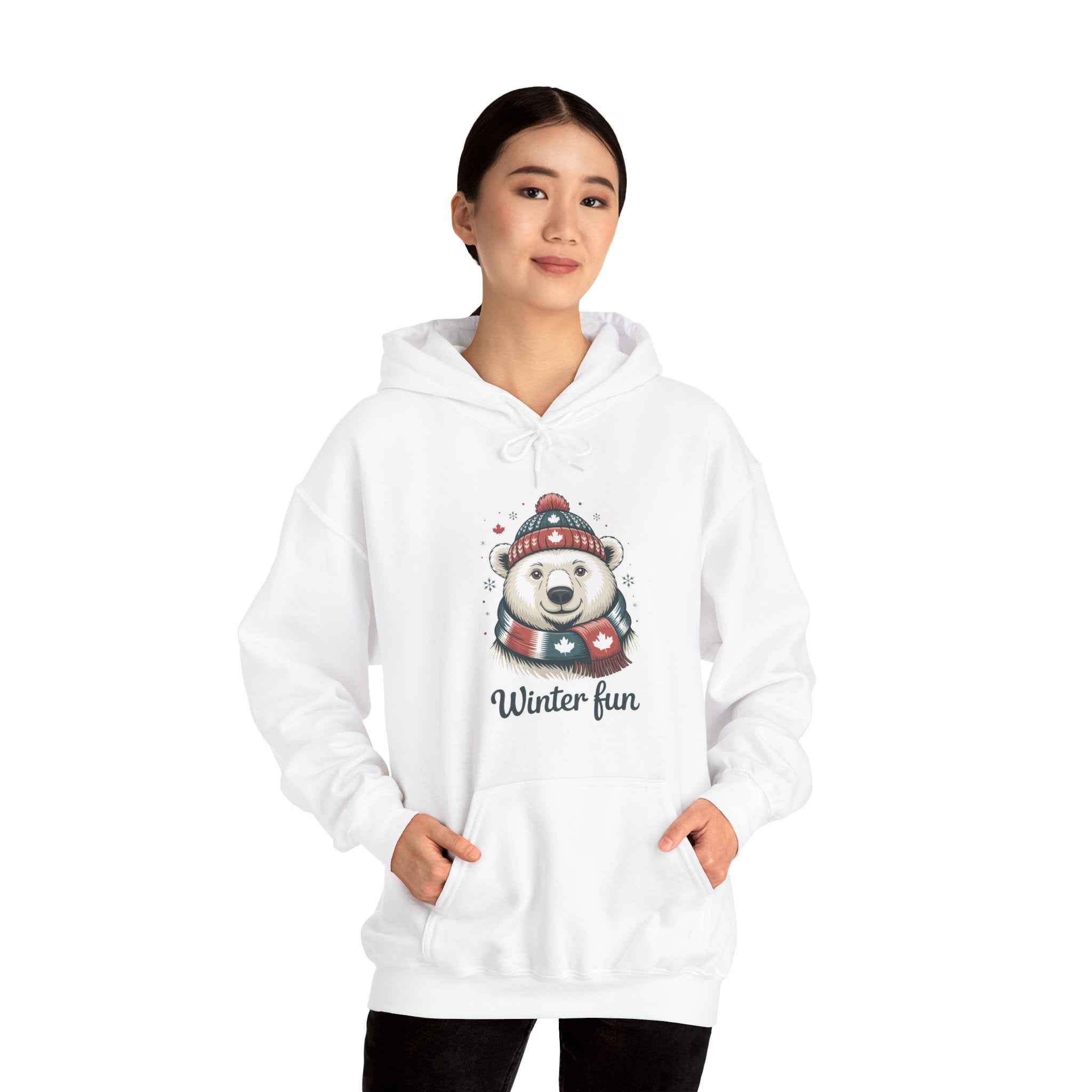 Winter Fun Polar Bear Hoodie - Cute Holiday Snowy Animal Sweatshirt