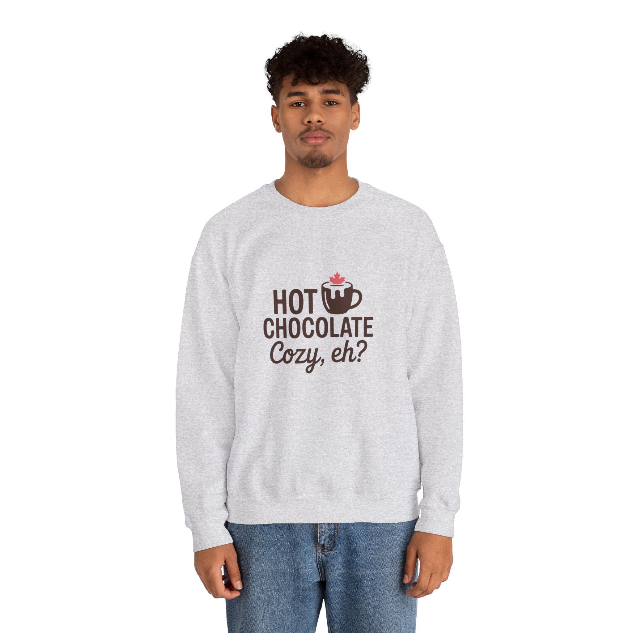 Hot Chocolate Cozy Crewneck Sweatshirt — "Hot Chocolate Cozy, eh?" Winter Pullover