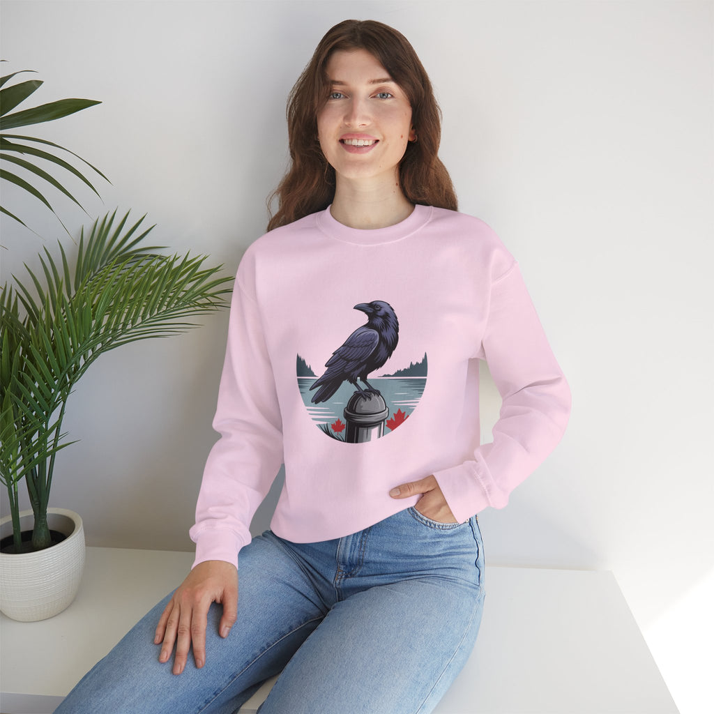 Raven by the Lake Crewneck Sweatshirt — Scenic Nature Graphic