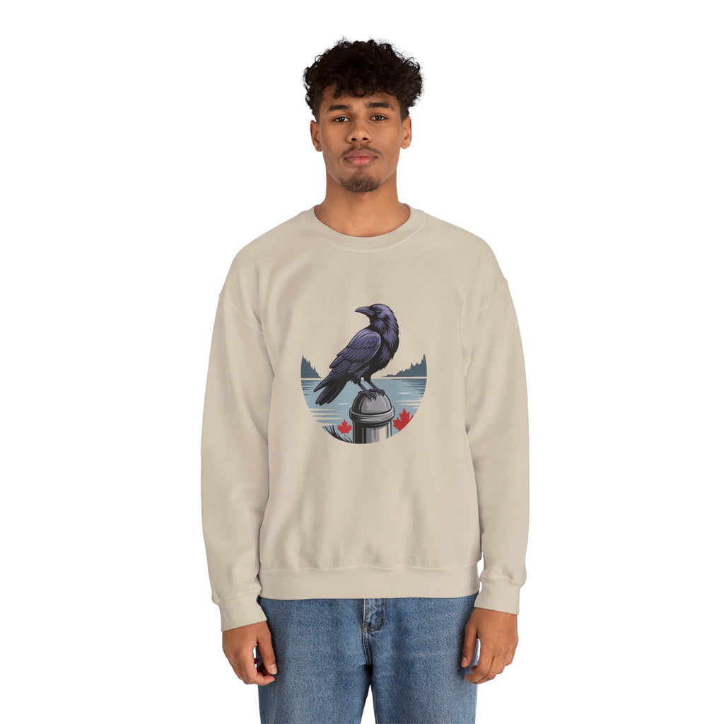 Raven by the Lake Crewneck Sweatshirt — Scenic Nature Graphic