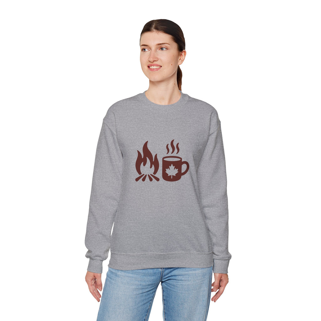 Campfire & Coffee Crewneck Sweatshirt — Cozy Camping Coffee Sweatshirt