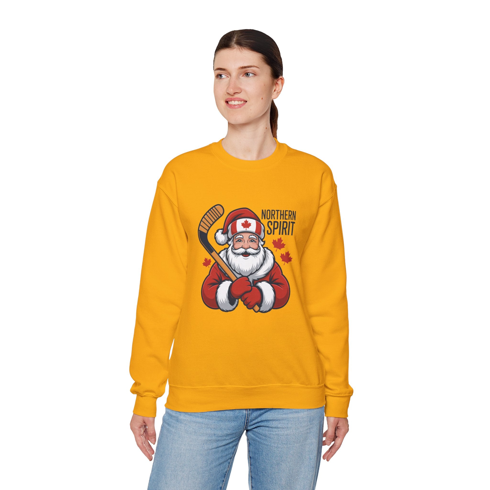 Northern Spirit Santa Hockey Sweatshirt – Canadian Maple Leaf Holiday Crewneck
