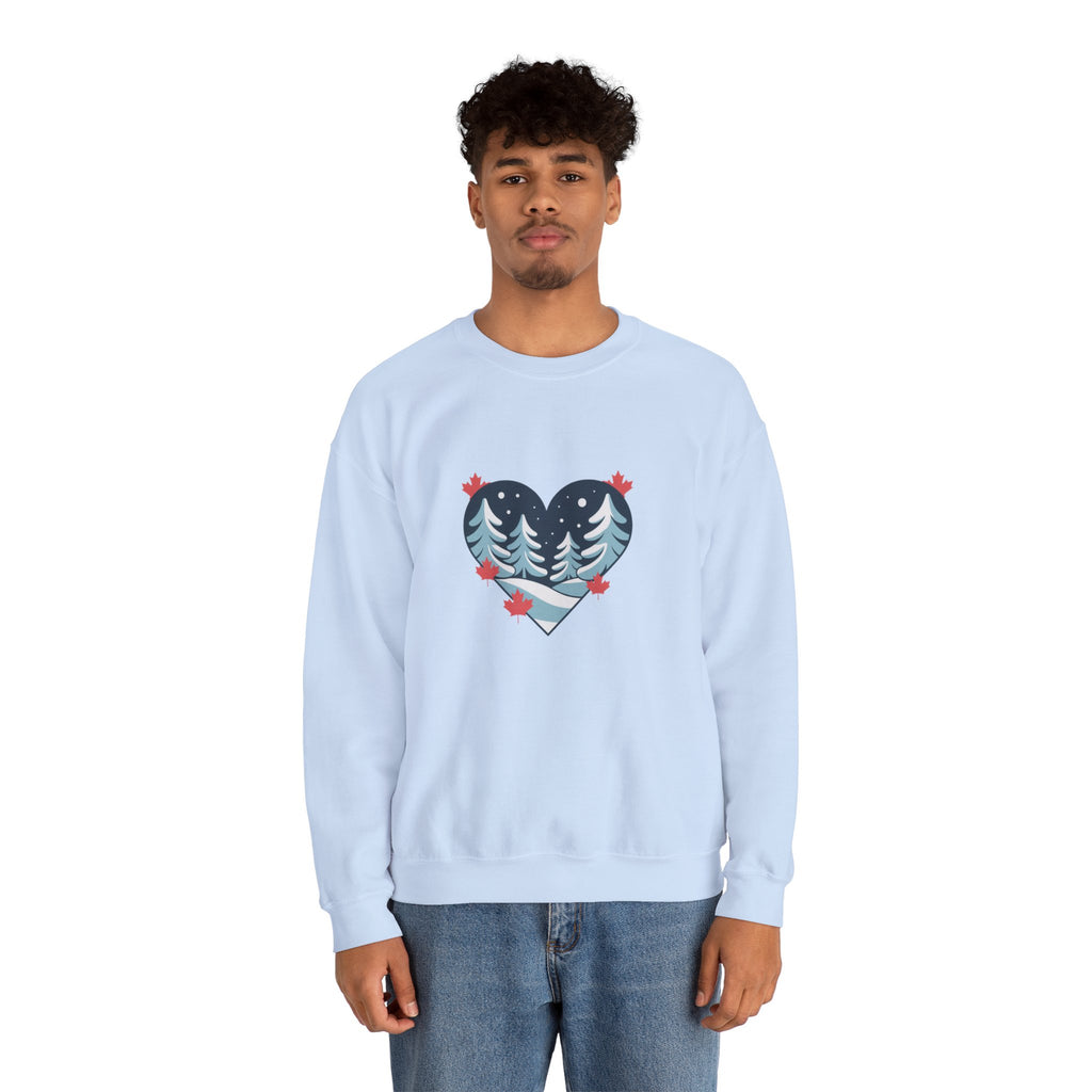 Winter Forest Heart Sweatshirt — Cozy Christmas Crewneck