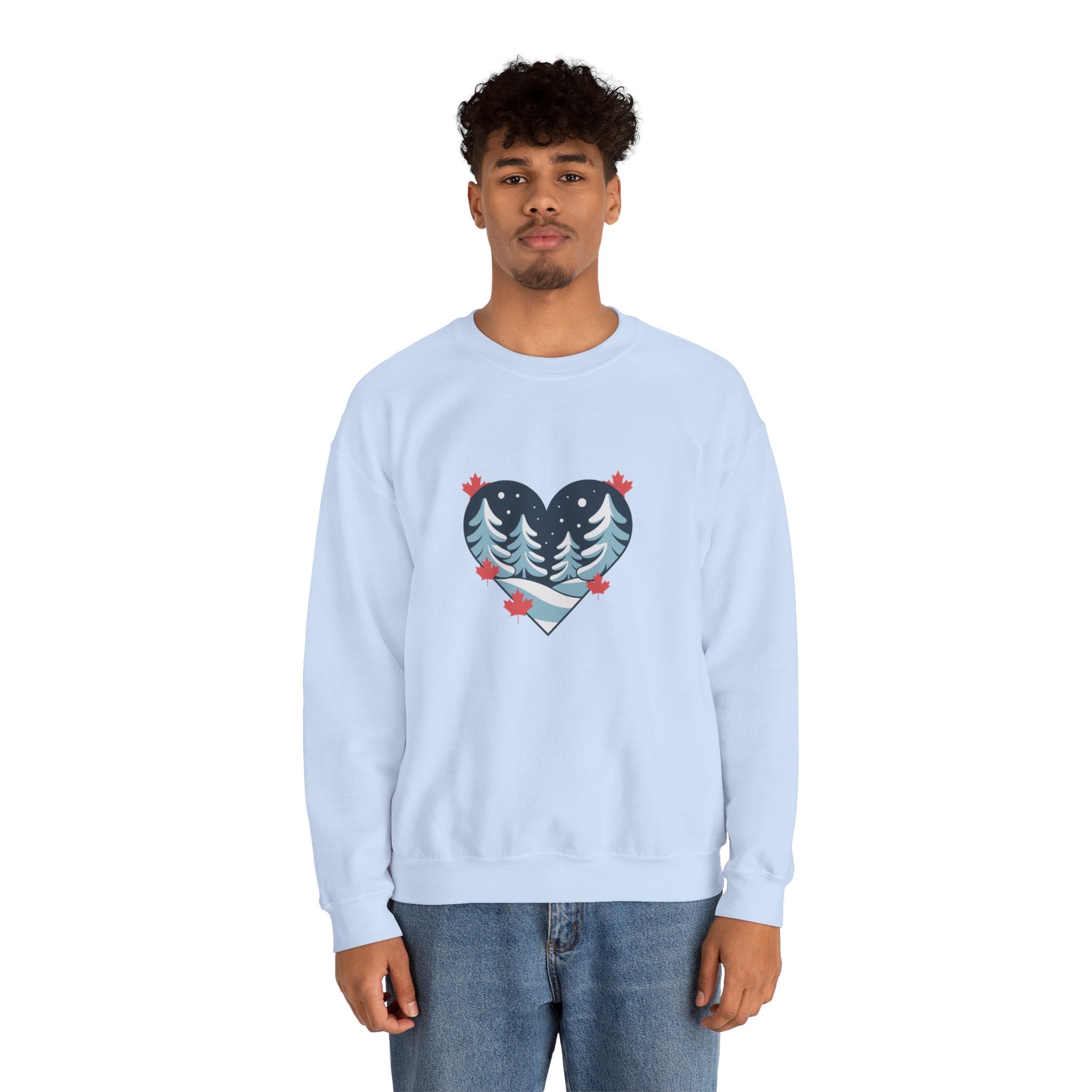 Winter Forest Heart Sweatshirt — Cozy Christmas Crewneck